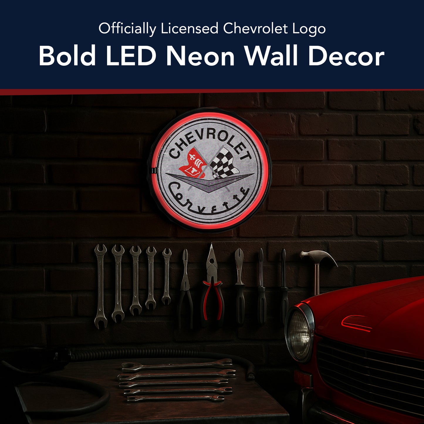 Licensed Chevrolet Bottle Cap Shaped Neon LED Rope Wall Sign (12.5")