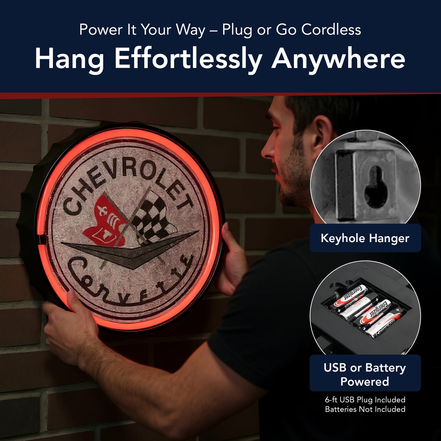 Licensed Chevrolet Bottle Cap Shaped Neon LED Rope Wall Sign (12.5")