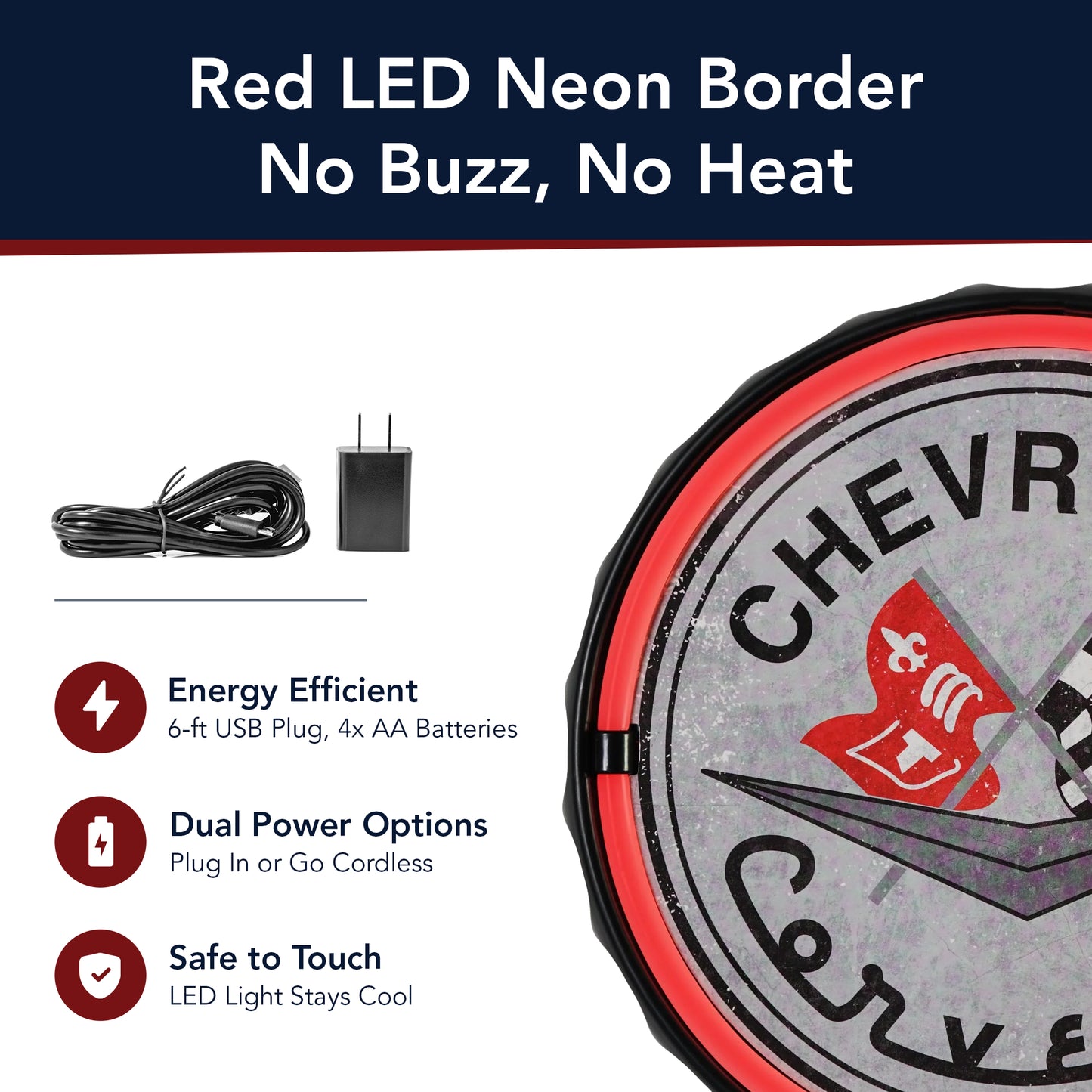 Licensed Chevrolet Bottle Cap Shaped Neon LED Rope Wall Sign (12.5")