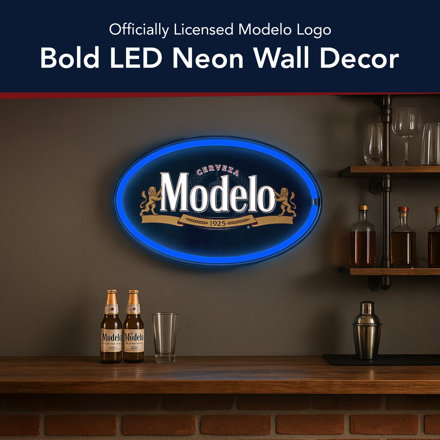 Officially Licensed Modelo Oval Neon LED Rope Wall Sign (16"x10")