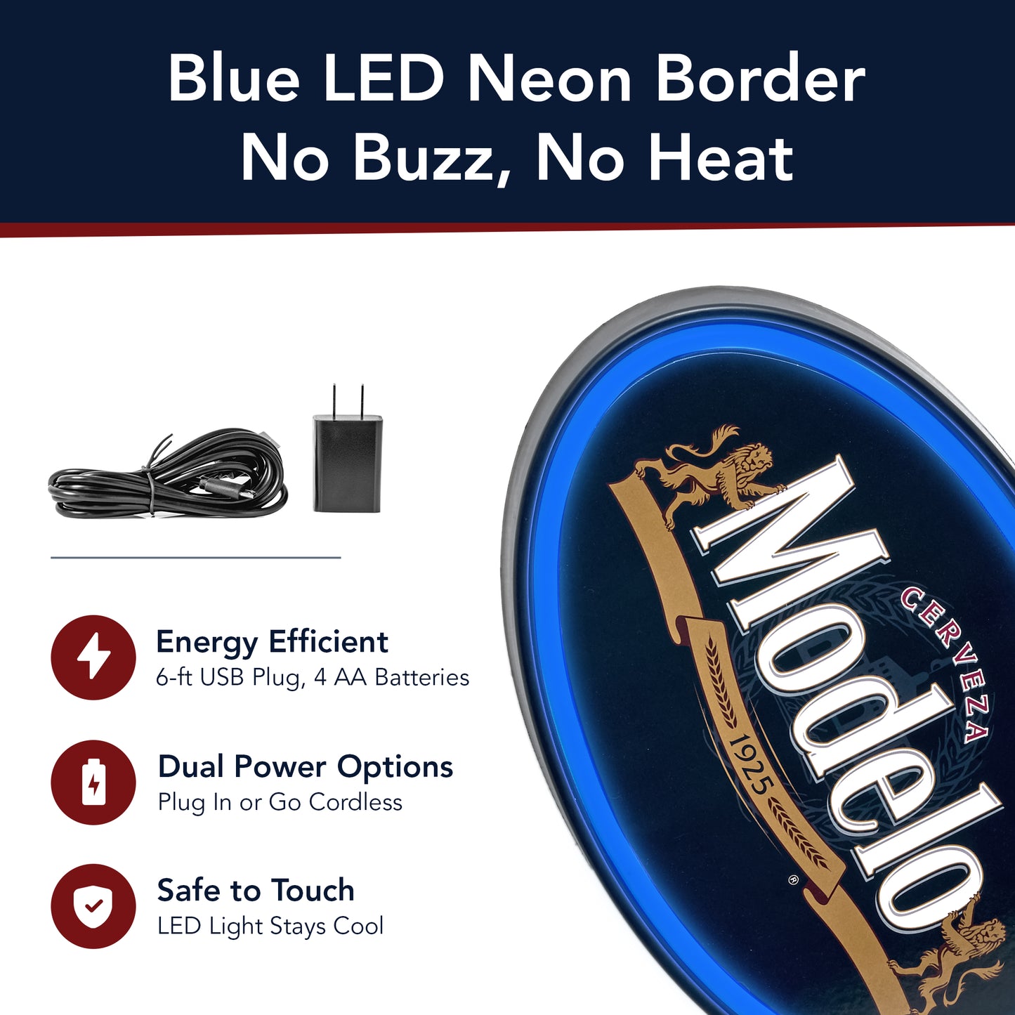 Officially Licensed Modelo Oval Neon LED Rope Wall Sign (16"x10")