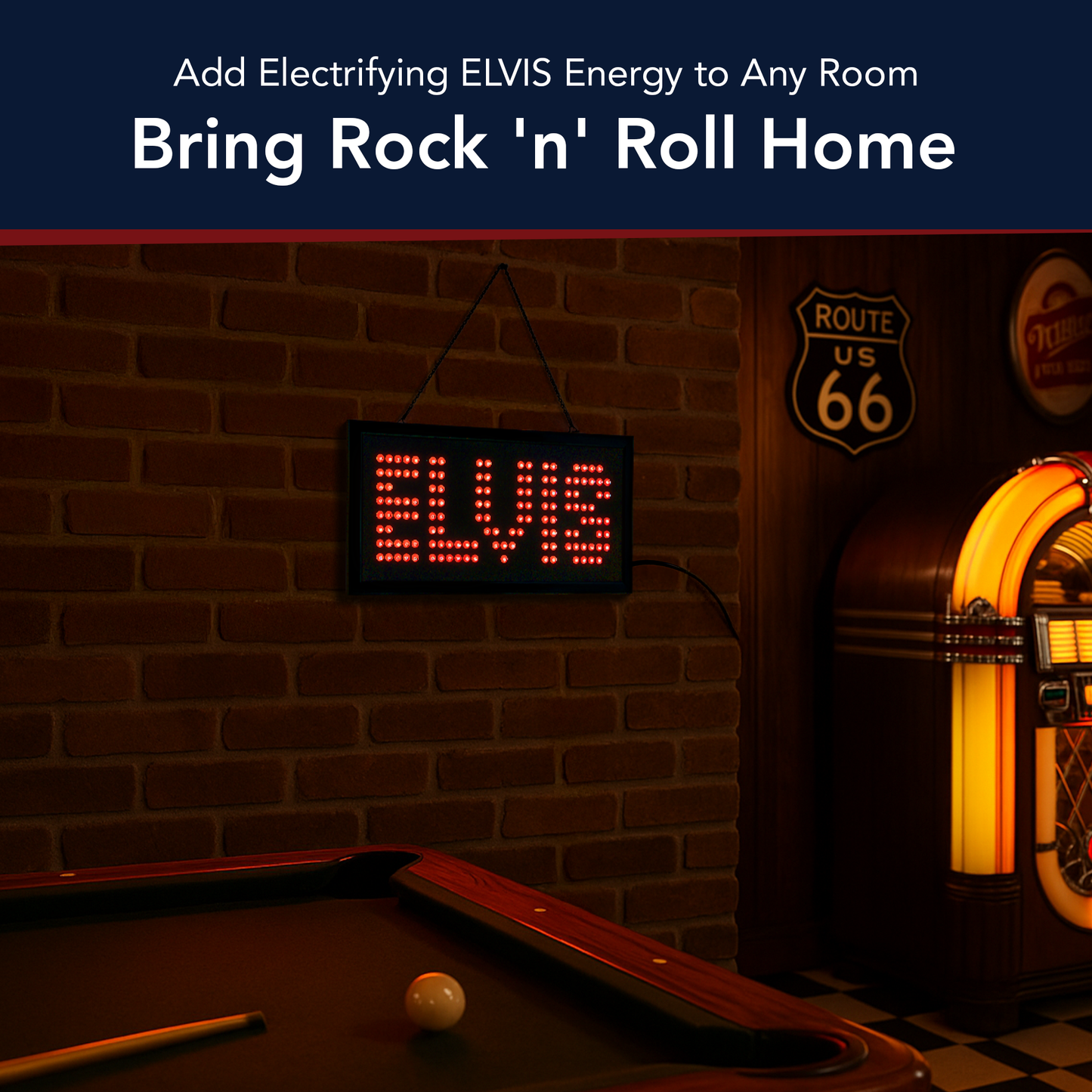 Licensed Elvis Framed Flashing LED Marquee Wall Sign (19"x10")