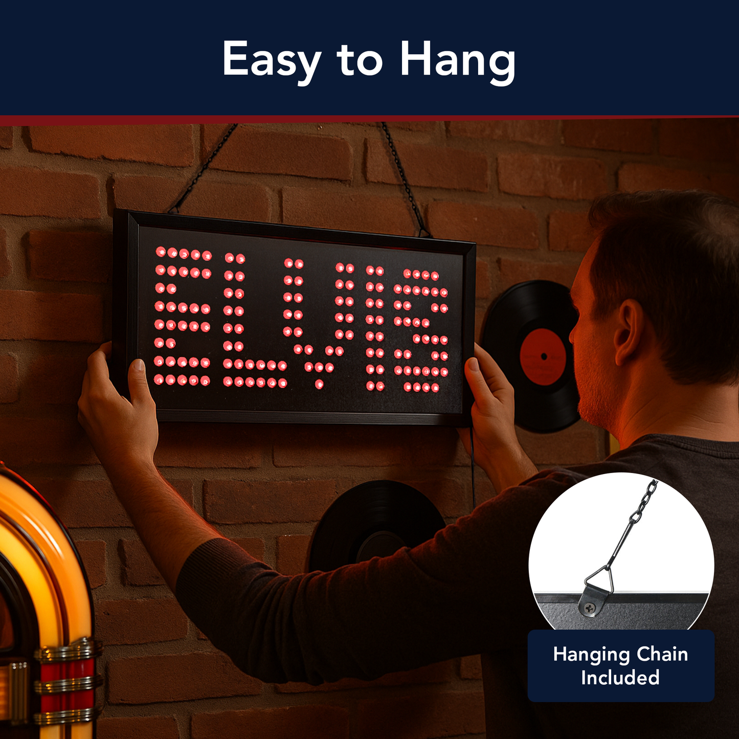 Licensed Elvis Framed Flashing LED Marquee Wall Sign (19"x10")