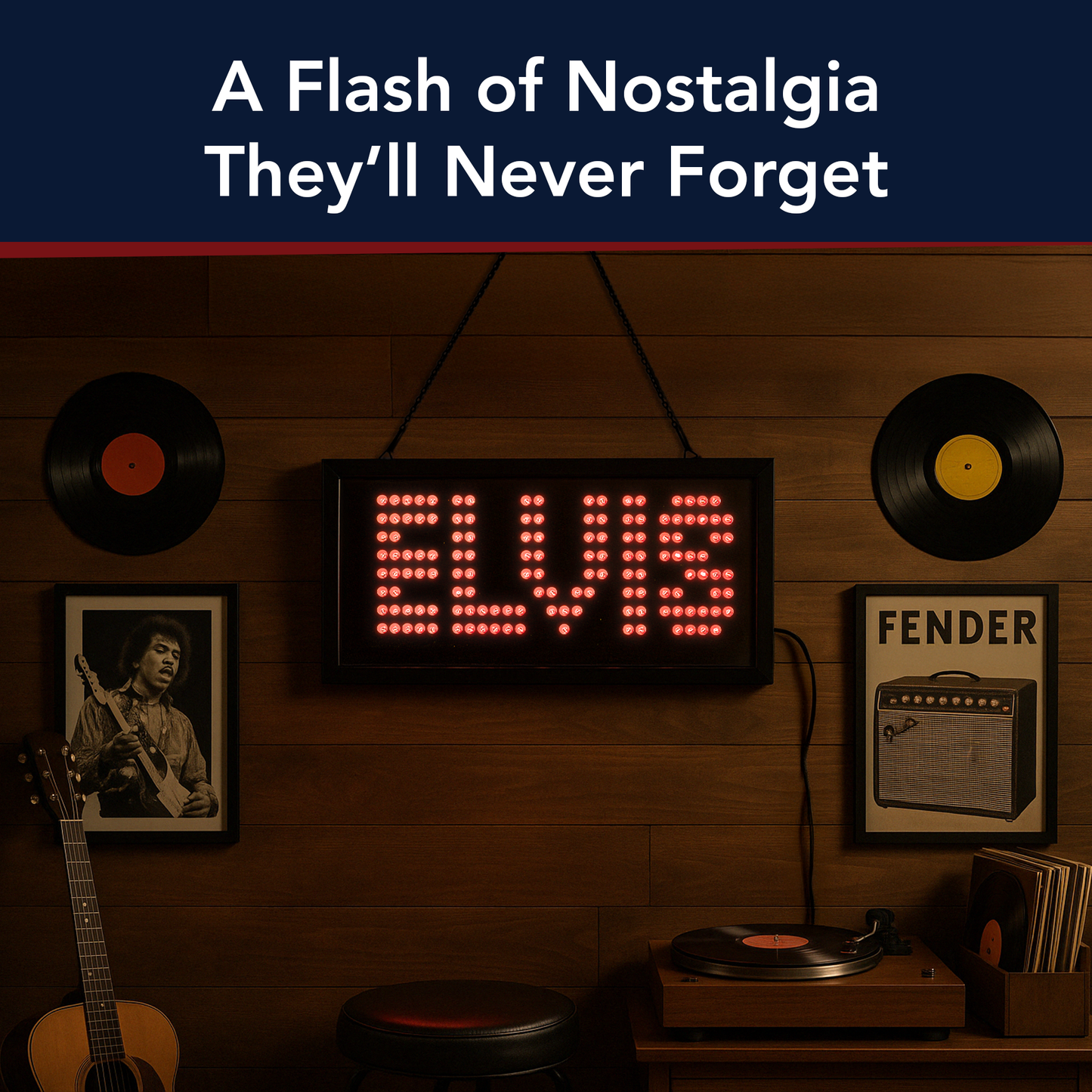 Licensed Elvis Framed Flashing LED Marquee Wall Sign (19"x10")