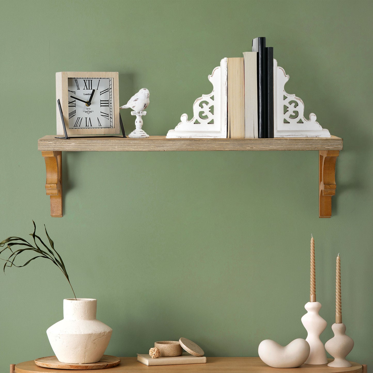 Distressed Vintage Whitewashed Decorative Wood Bookends (Set of 2)