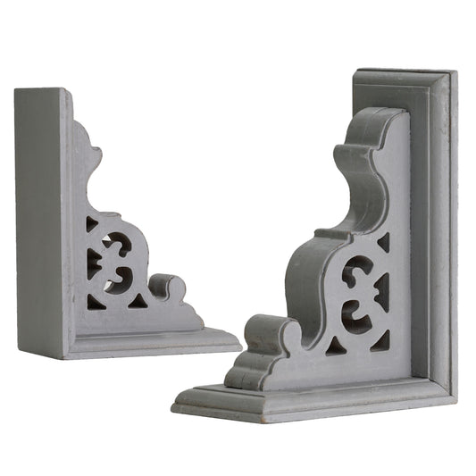 Dark Grey Distressed Vintage Decorative Wood Bookends (Set of 2)