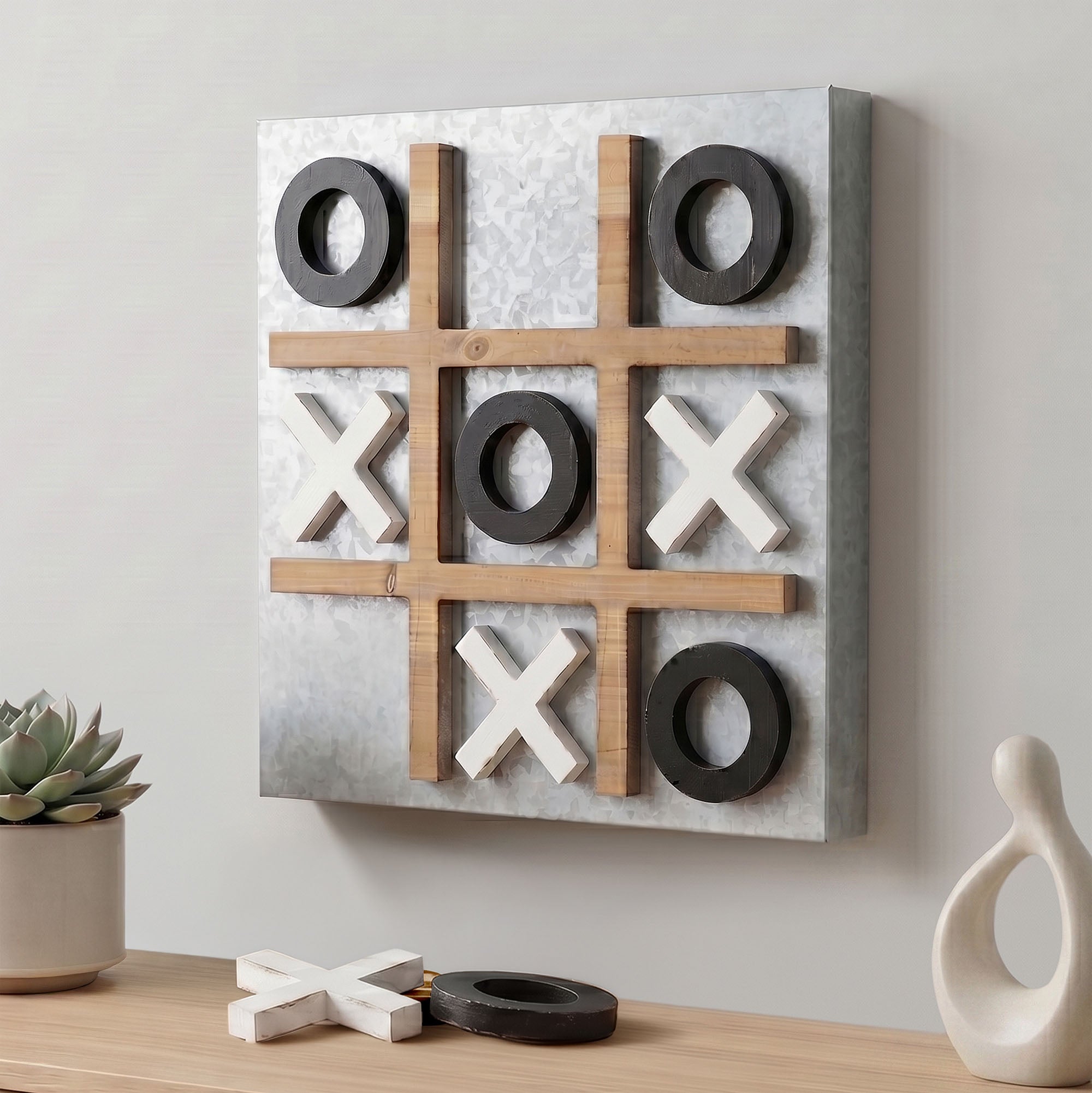 Magnetic Tic Tac Toe Wall Game Board - Black & White (15