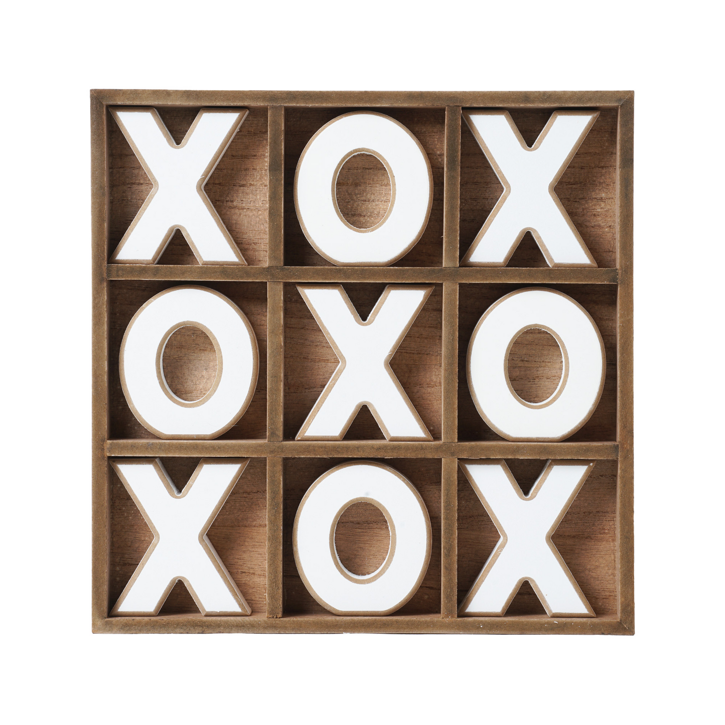Wood Tic Tac Toe Game Board Tabletop Decor (11.8" x 11.8")