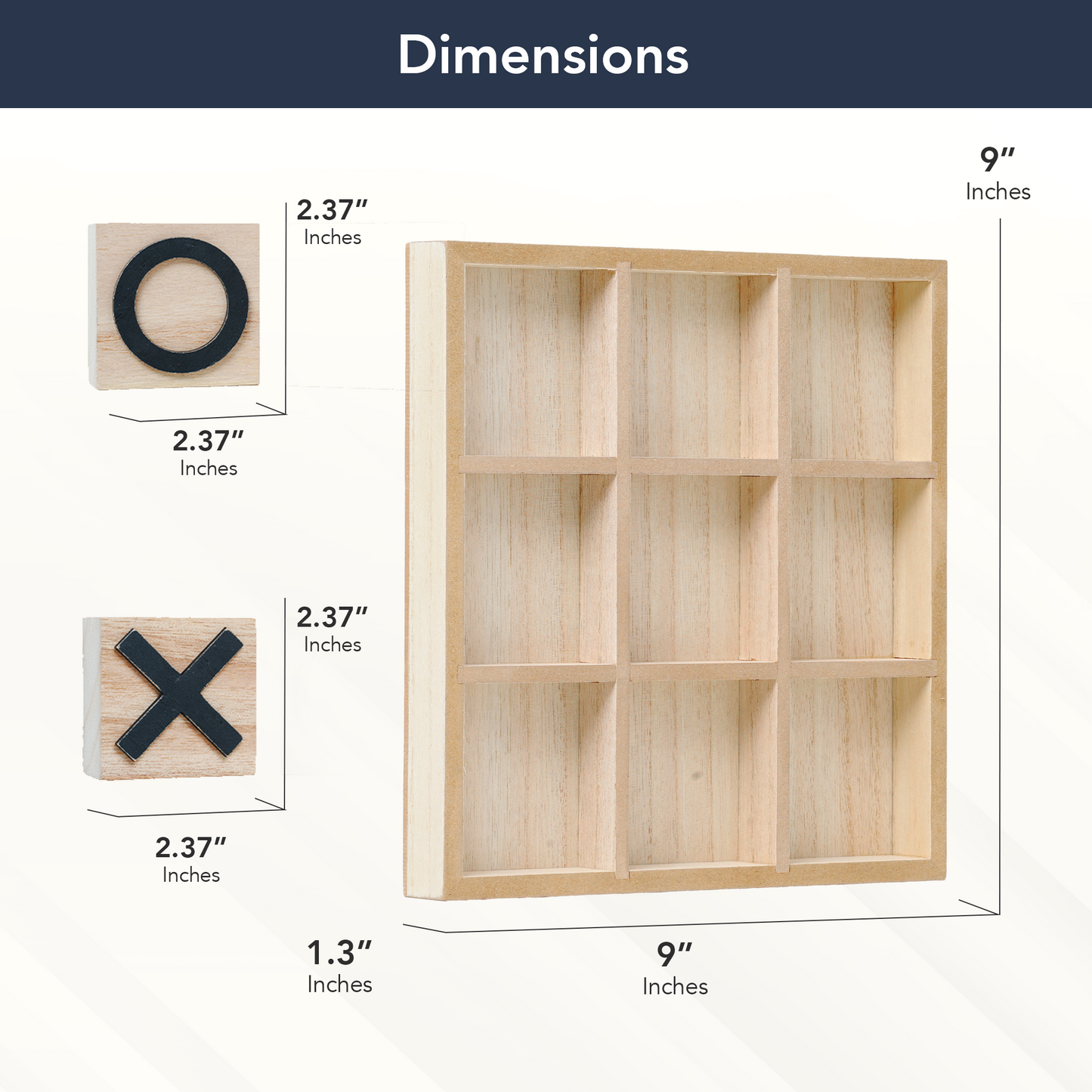 Wood Tic Tac Toe Game Board Tabletop Decor (9" x 9")