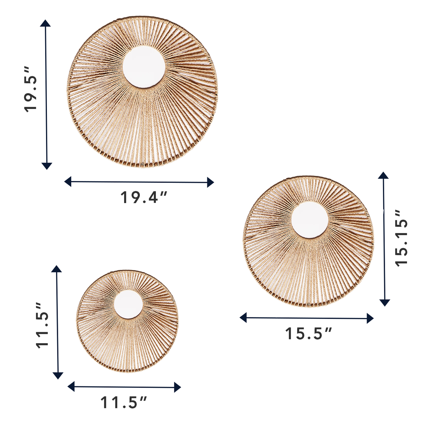 Woven Paper Rope Wall Decor Set of 3 - Natural