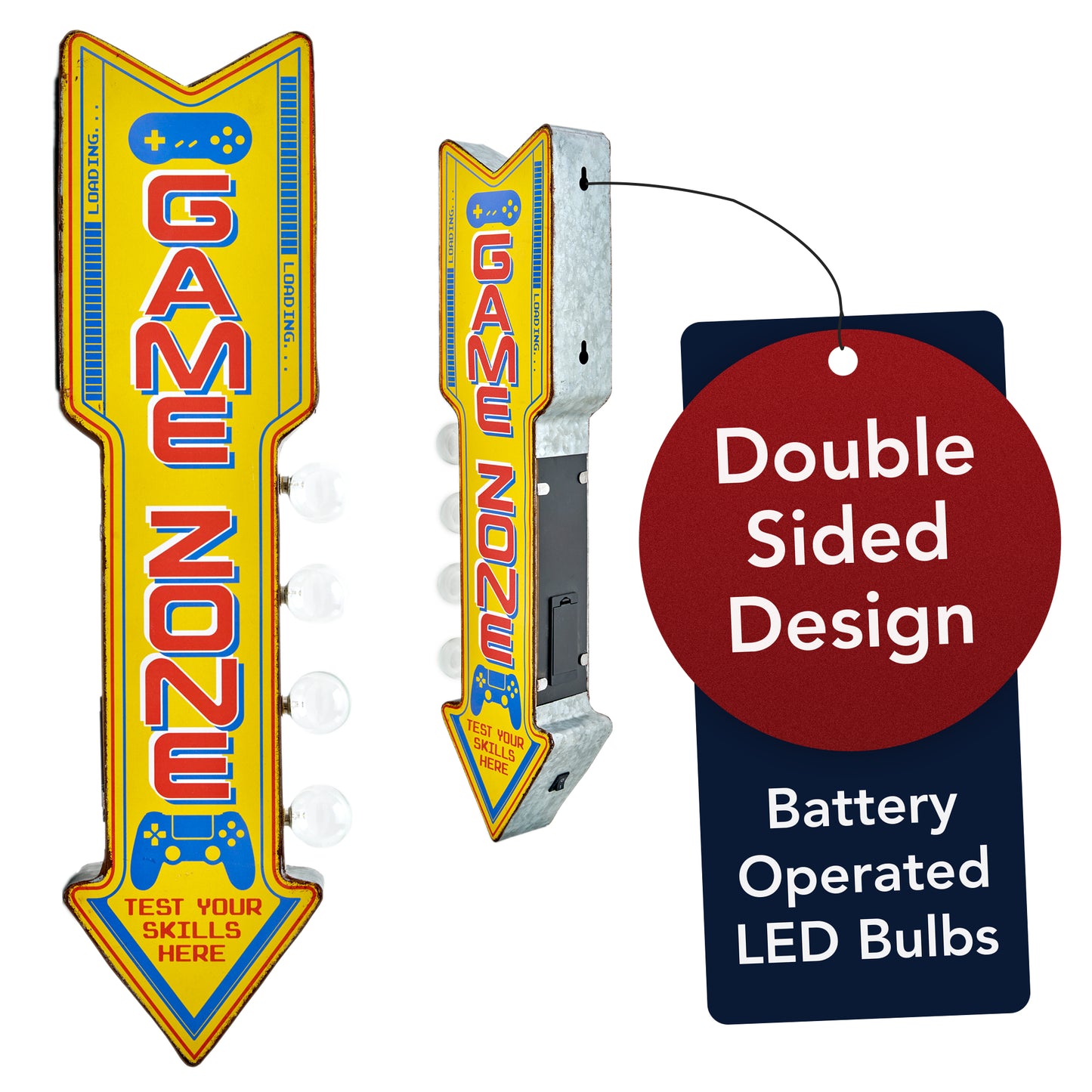 Retro Game Zone Off the Wall LED Marquee Sign, Yellow - 25" H