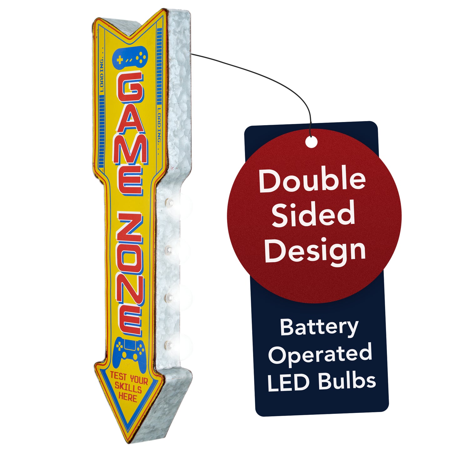 Retro Game Zone Off the Wall LED Marquee Sign, Yellow - 25" H