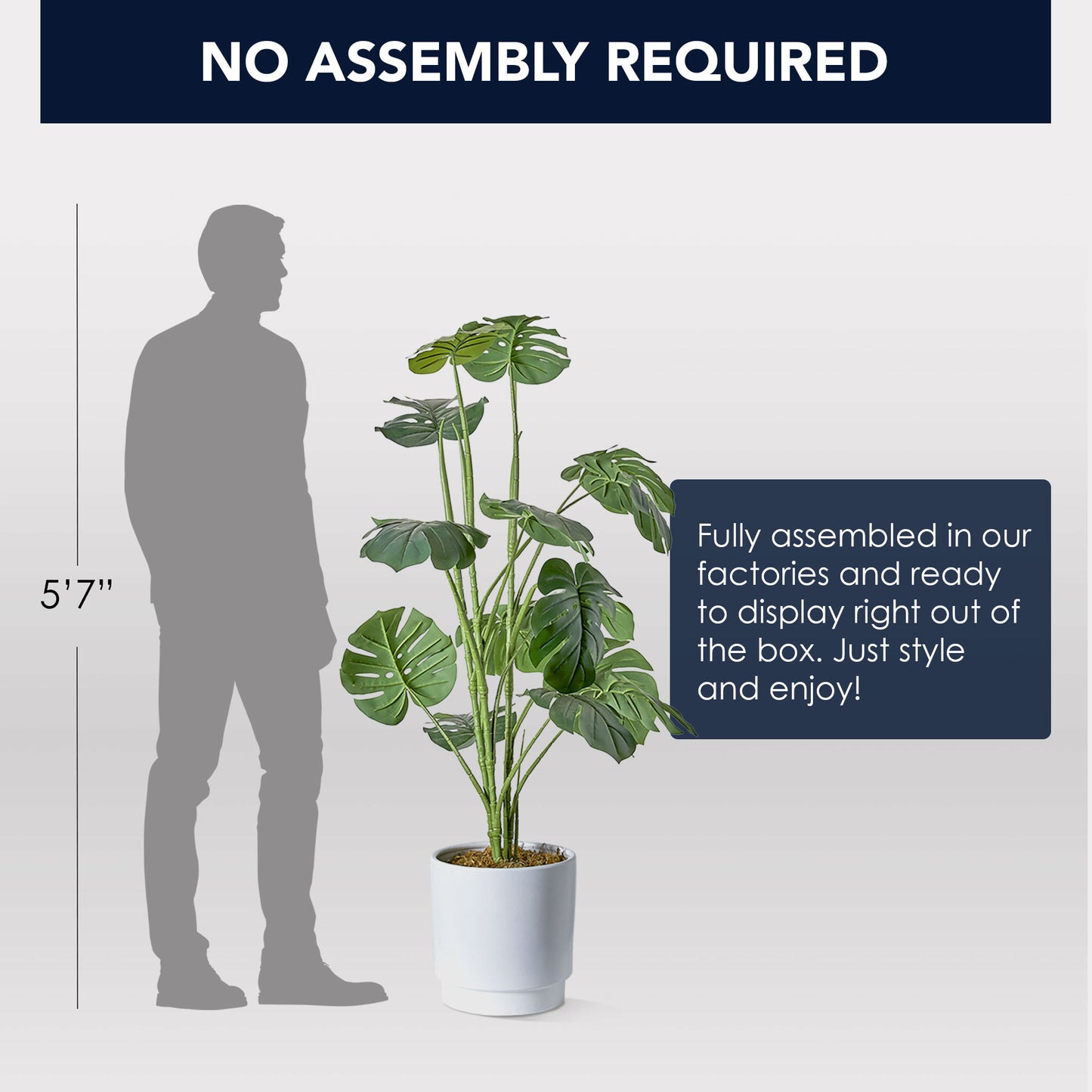 Artificial Monstera Tree in White Ceramic Pot with Pedestal - 48" - Botanica Home ™