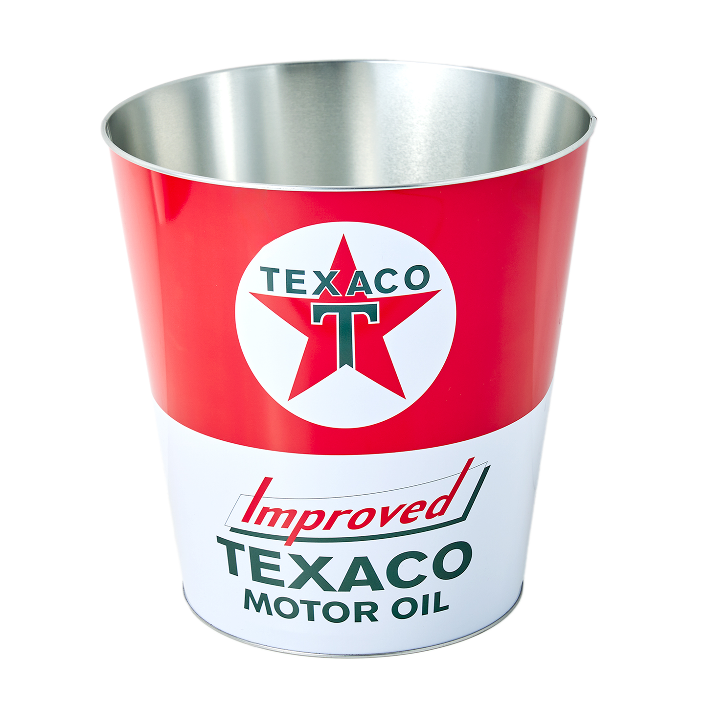 Texaco Motor Oil Decorative Metal Trash Bin Waste Basket - 11.25" x 10.5"