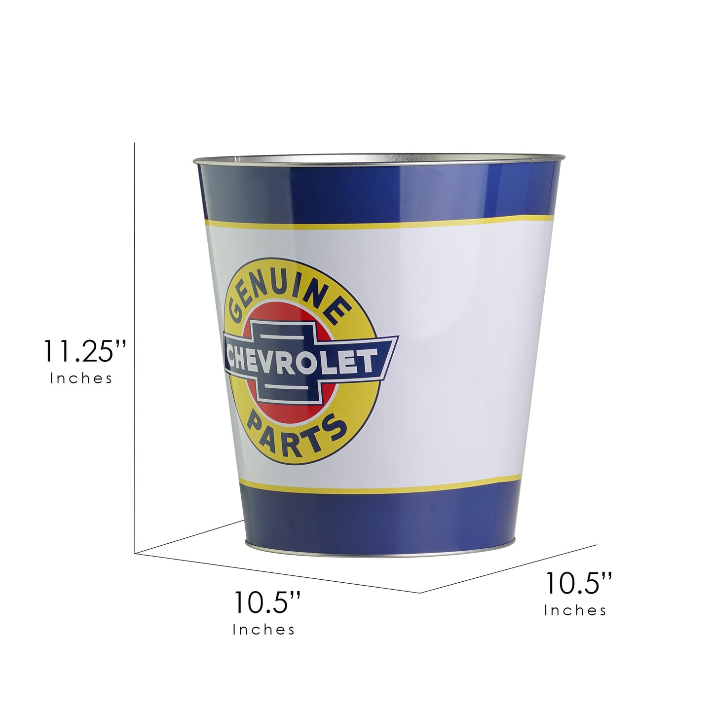 Genuine Chevy Parts Decorative Metal Trash Bin Waste Basket - 11.25" x 10.5"