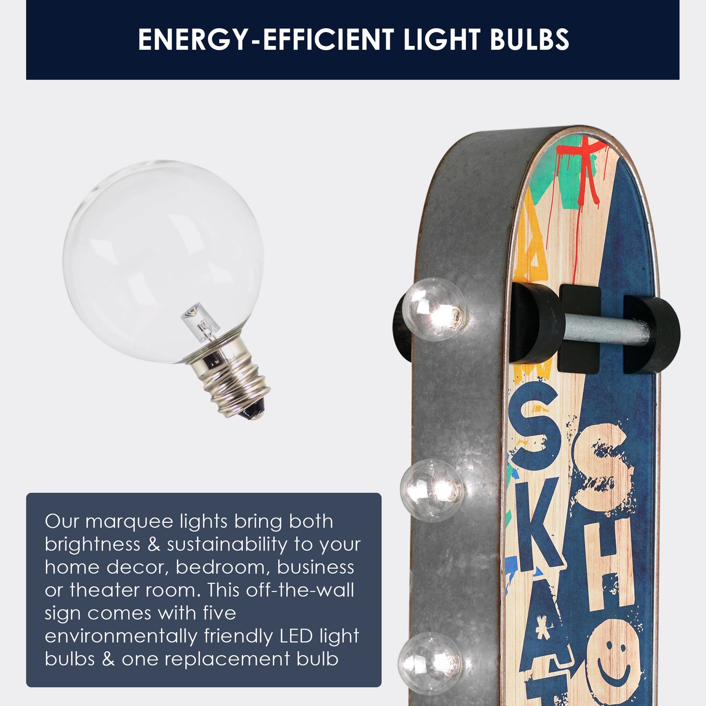 Metal LED Skate Shop Decks and More Marquee Sign