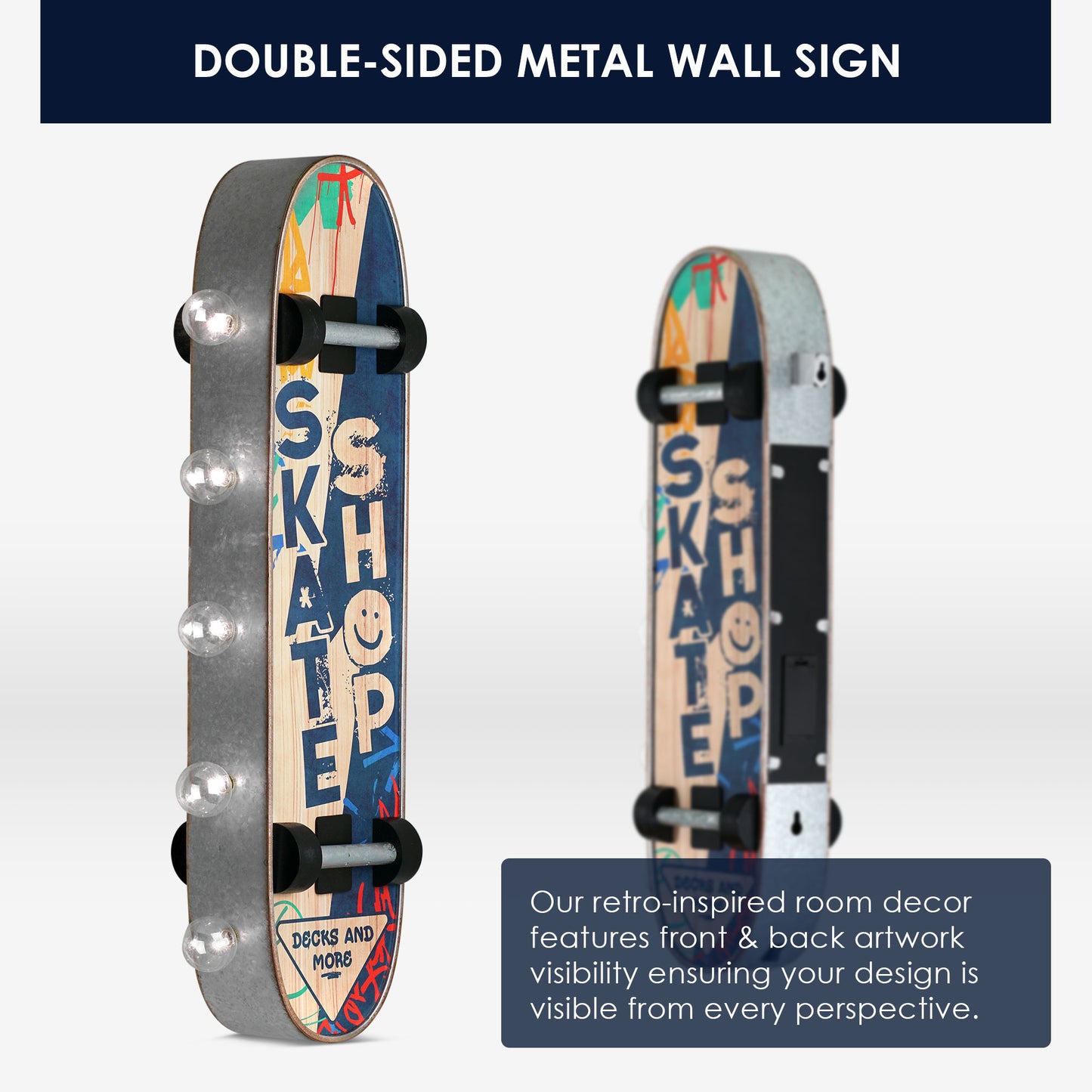 Metal LED Skate Shop Decks and More Marquee Sign