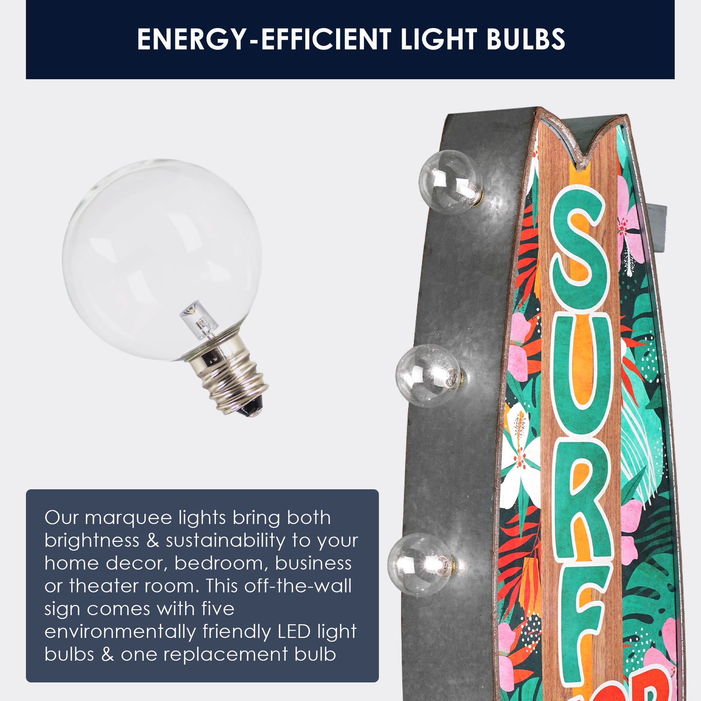 Metal LED Surf Shop Rentals Surf Lessons and Good Vibes Marquee Sign