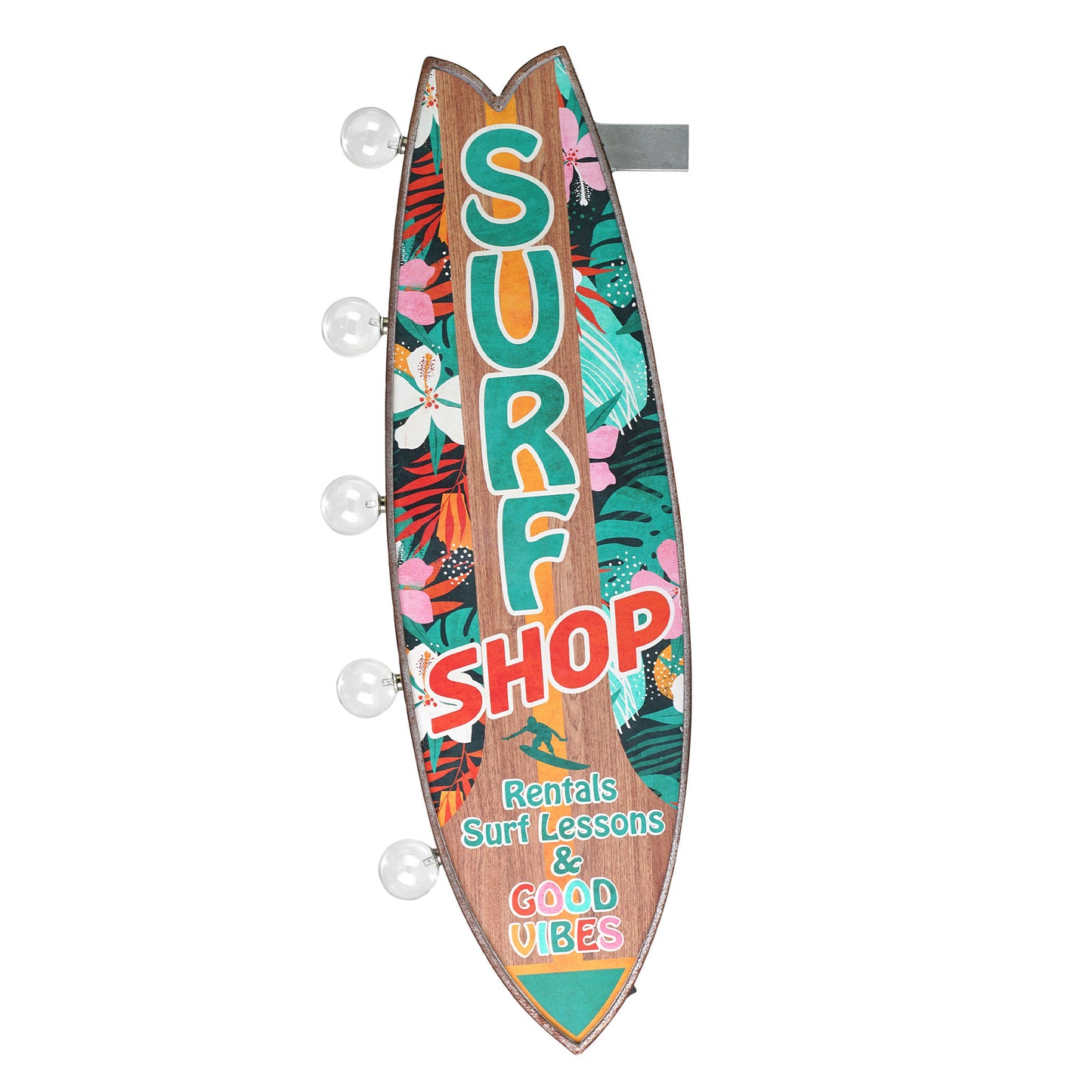 Metal LED Surf Shop Rentals Surf Lessons and Good Vibes Marquee Sign