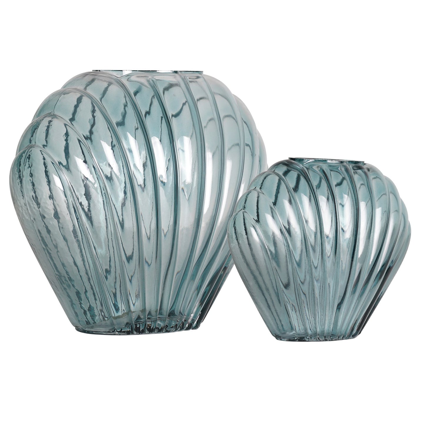 Sea Scallops Azure Glass Vase Set