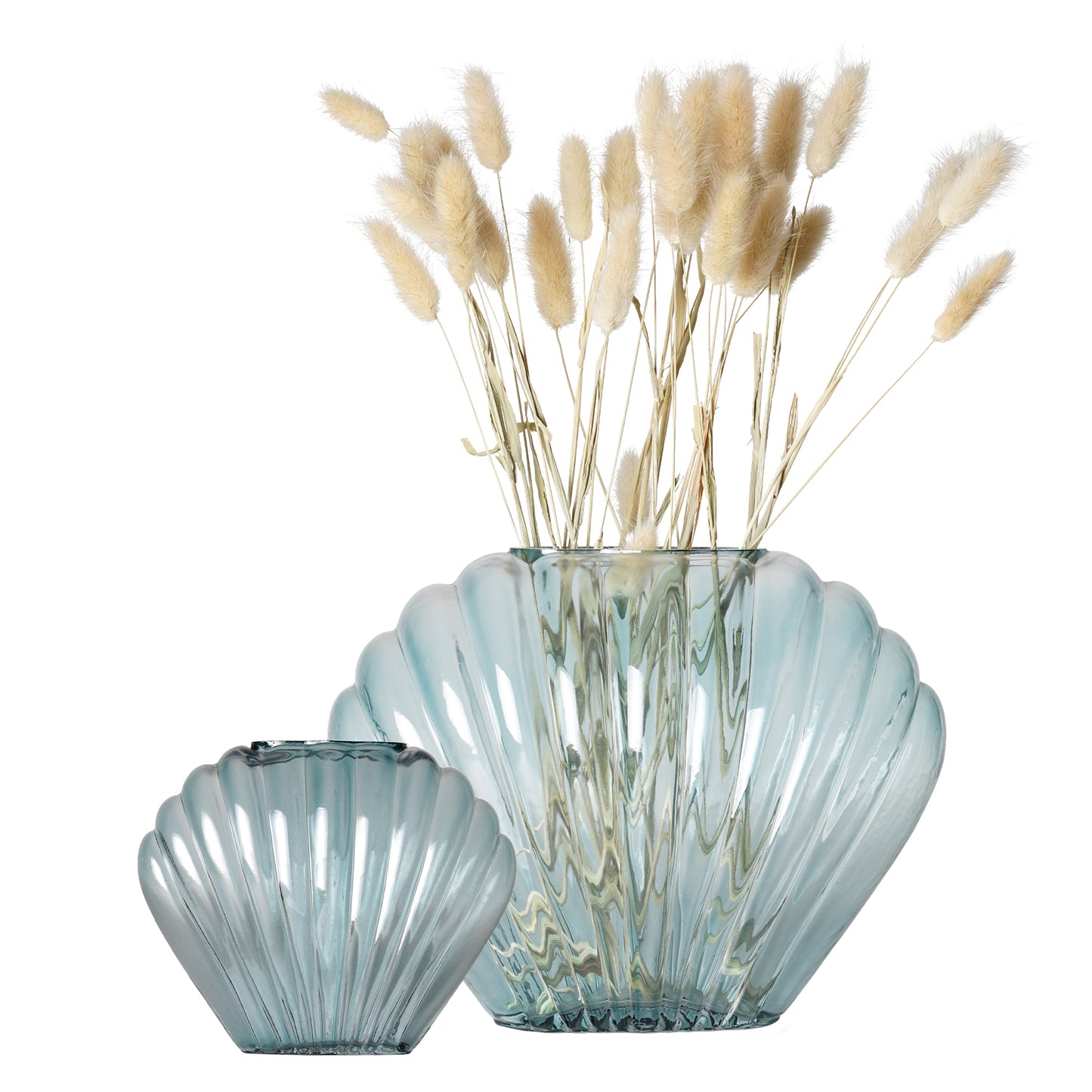 Sea Scallops Azure Glass Vase Set