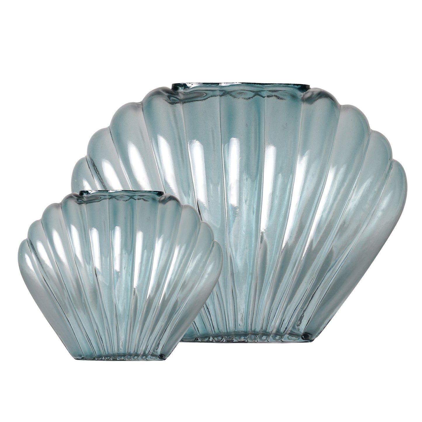Sea Scallops Azure Glass Vase Set