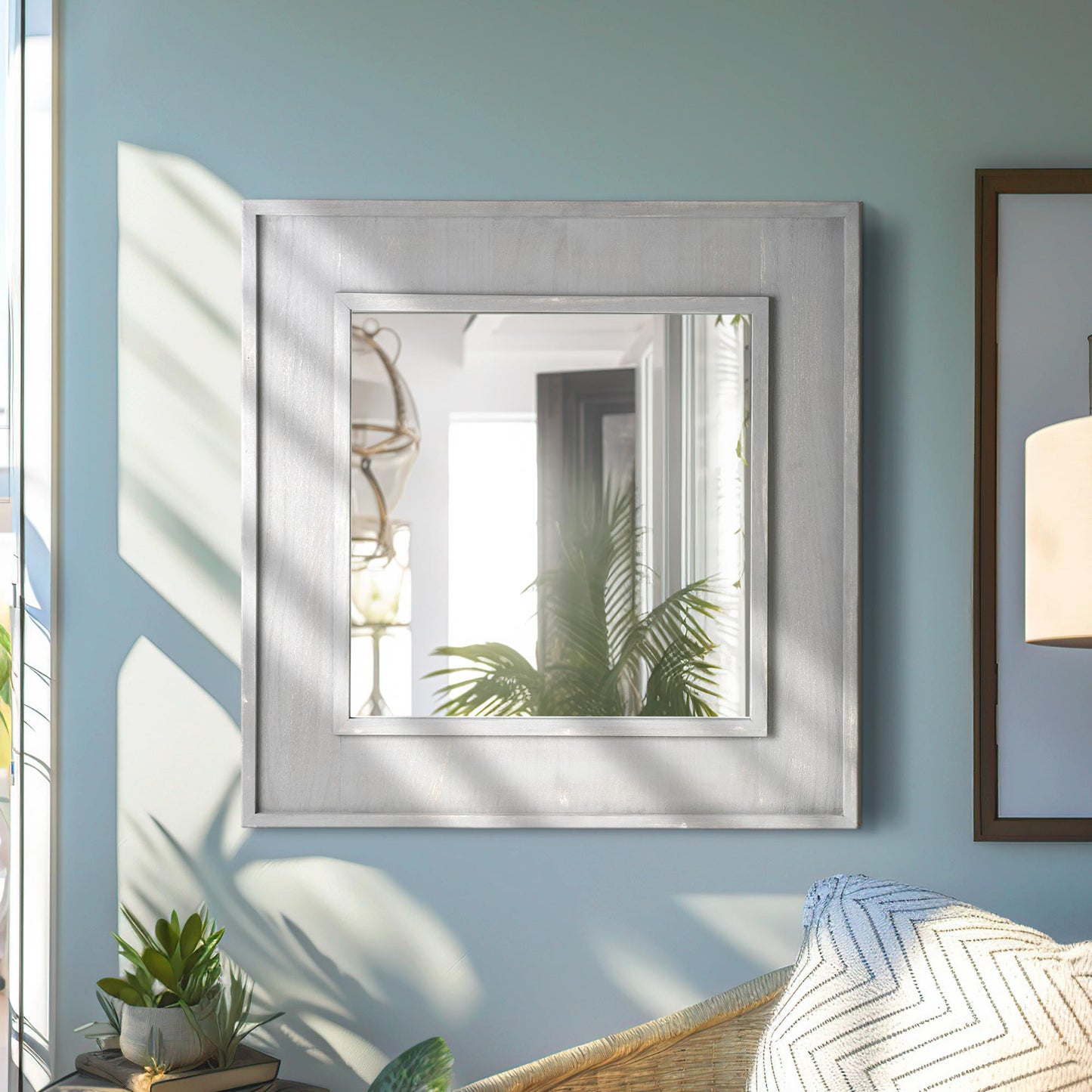 Sea Spray Grey Wash Framed Mirror