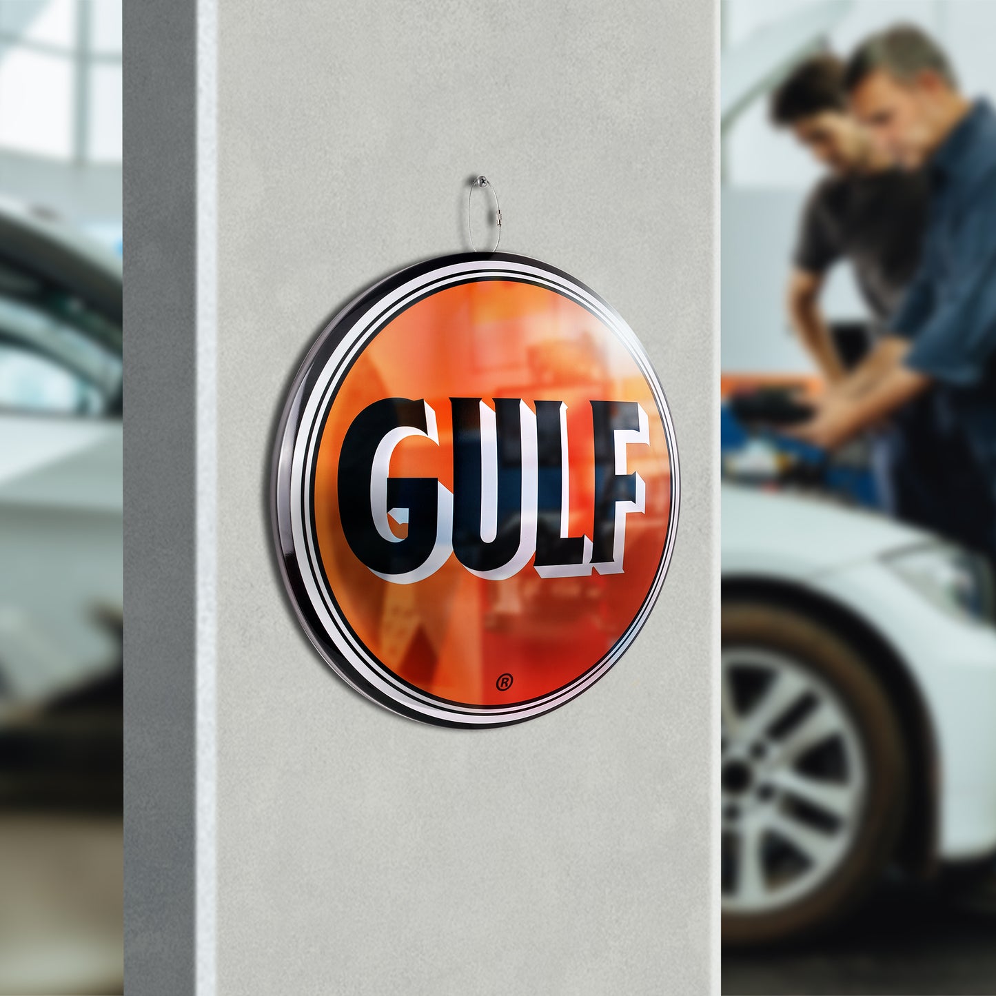 Gulf Vintage Logo Round Dome Metal Sign - 15"