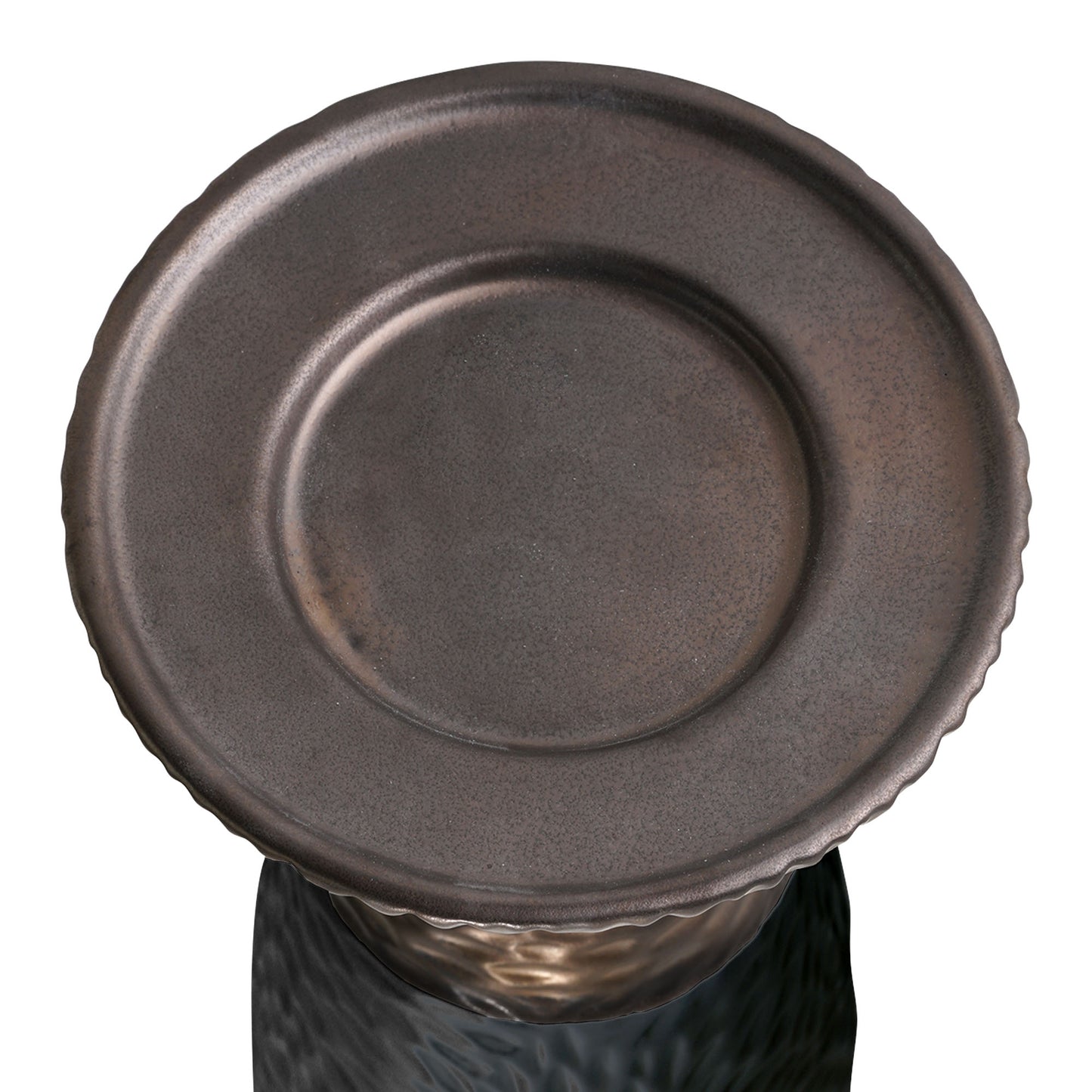 Minimalist Two Tone Textured Porcelain Table Top Pillar Candle Holders in Black and Bronze, 2 Piece Set