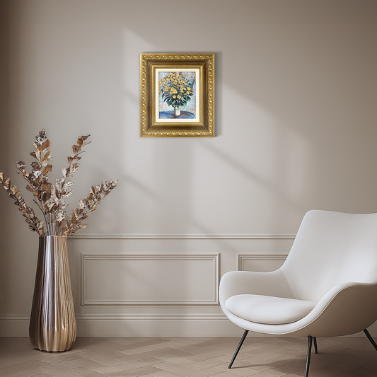 Ornate Framed Jerusalem Artichoke Flowers Canvas Print by Claude Monet 14.75" x 16.75"