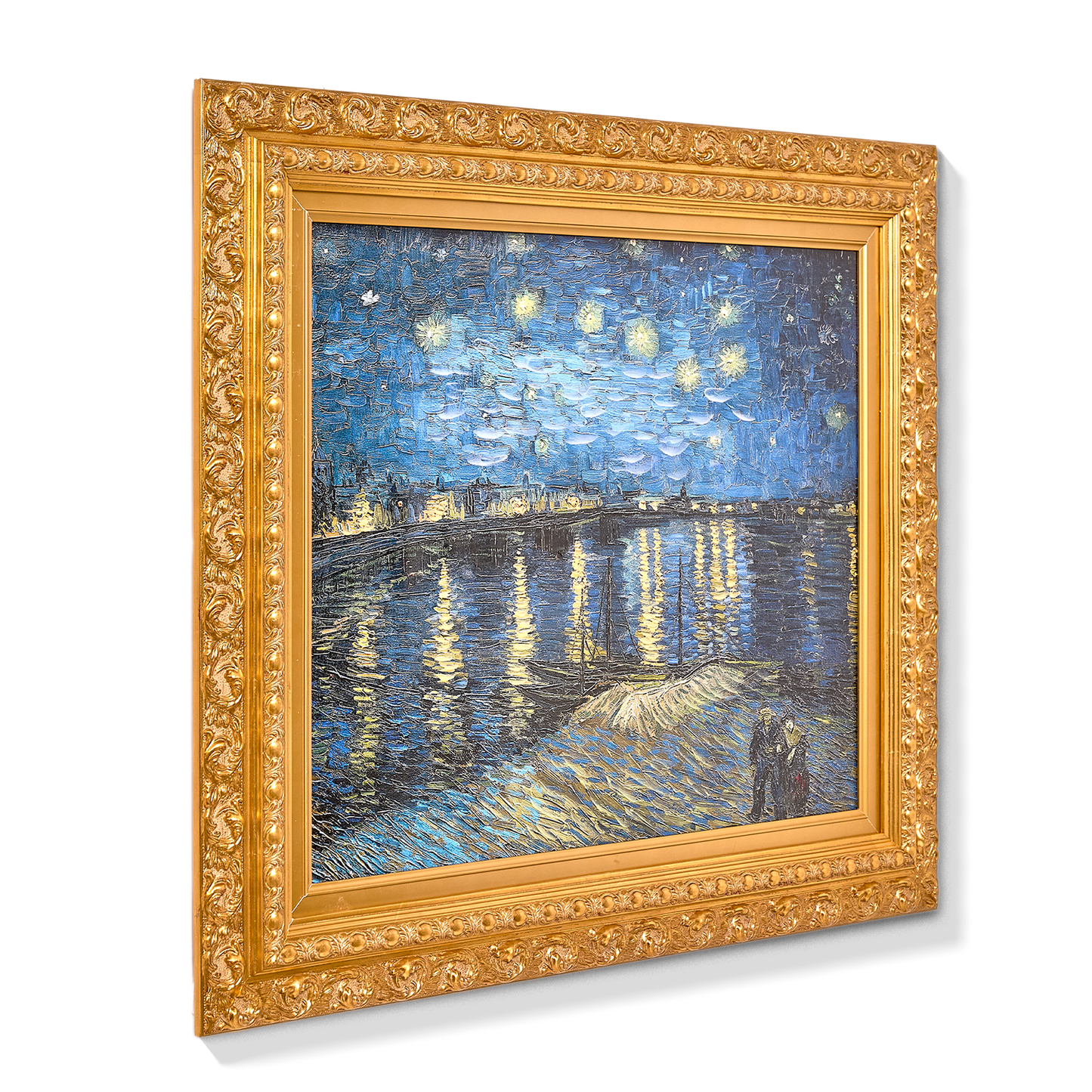 Ornate Framed Starry Night Over the Rhone Canvas Print by Vincent van Gogh 31.75" x 27.62"