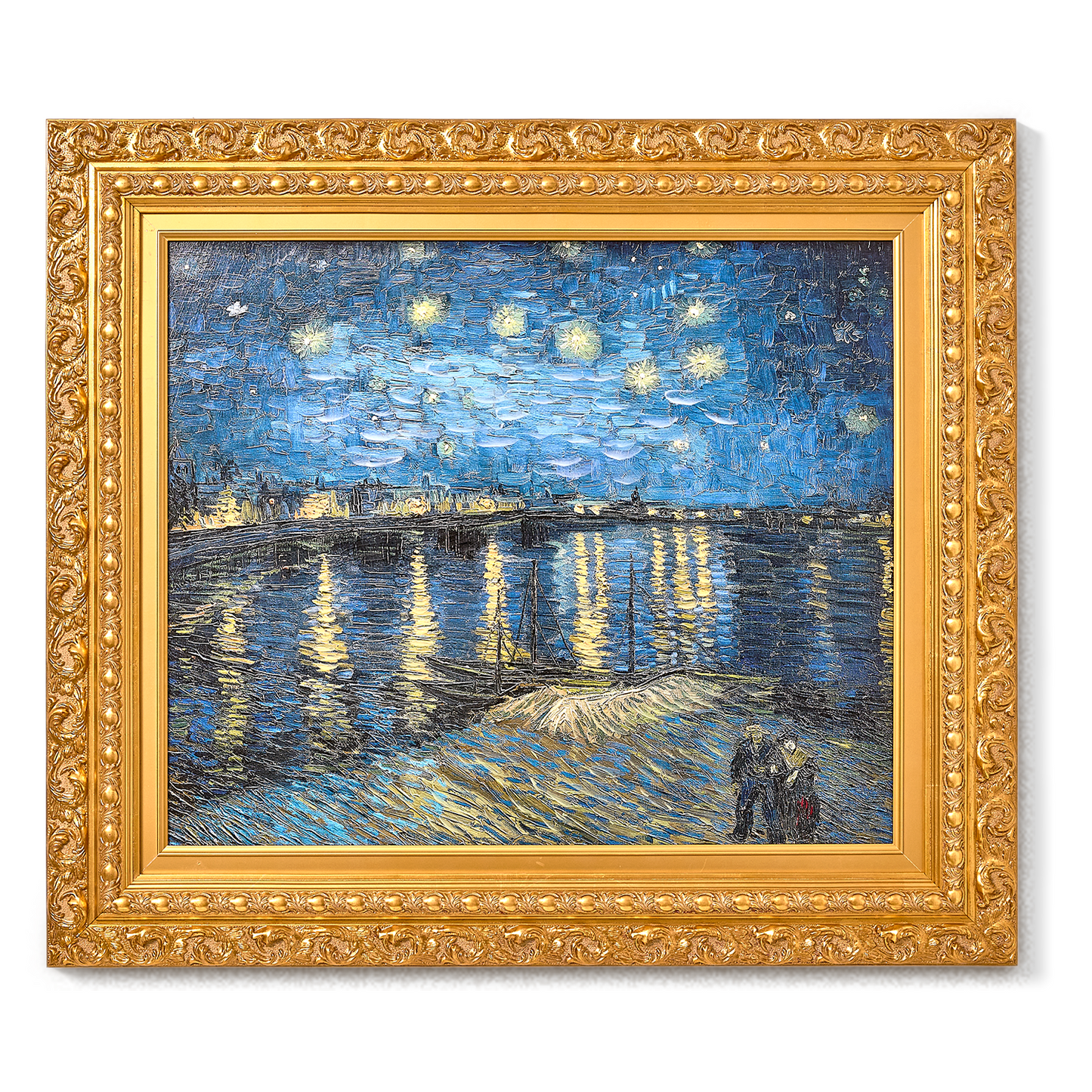 Ornate Framed Starry Night Over the Rhone Canvas Print by Vincent van Gogh 31.75" x 27.62"
