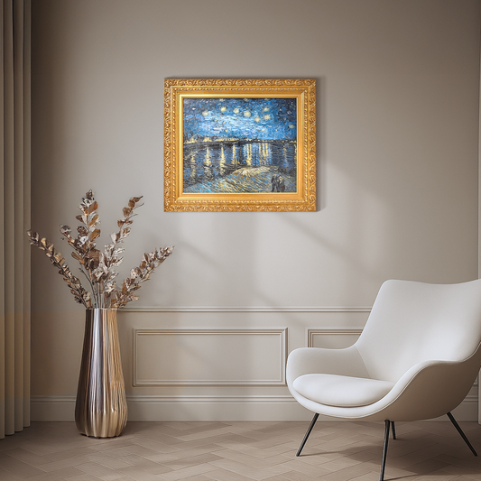 Ornate Framed Starry Night Over the Rhone Canvas Print by Vincent van Gogh 31.75" x 27.62"