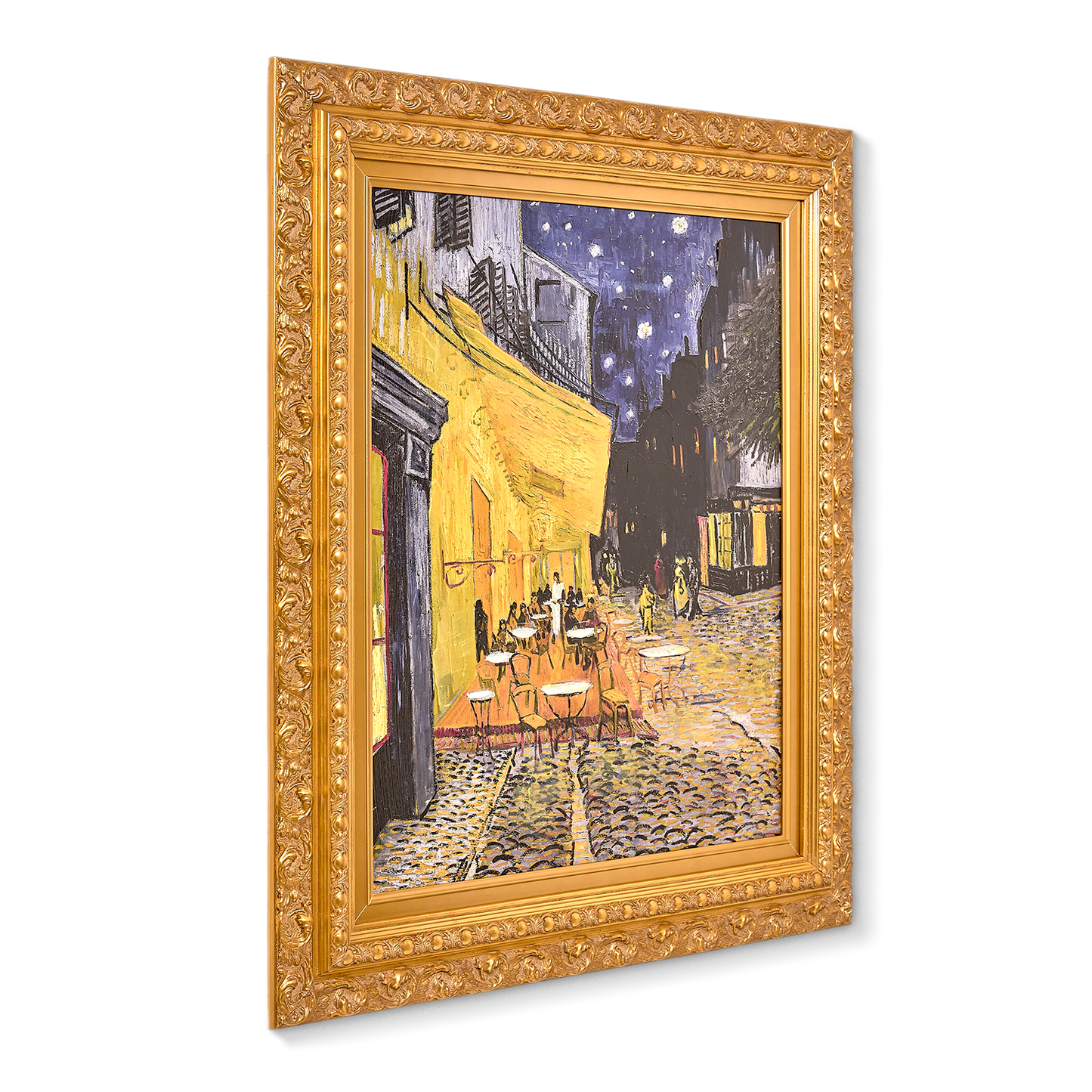 Ornate Framed Cafe Terrace at Night Canvas Print by Vincent van Gogh 28" x 31.75"