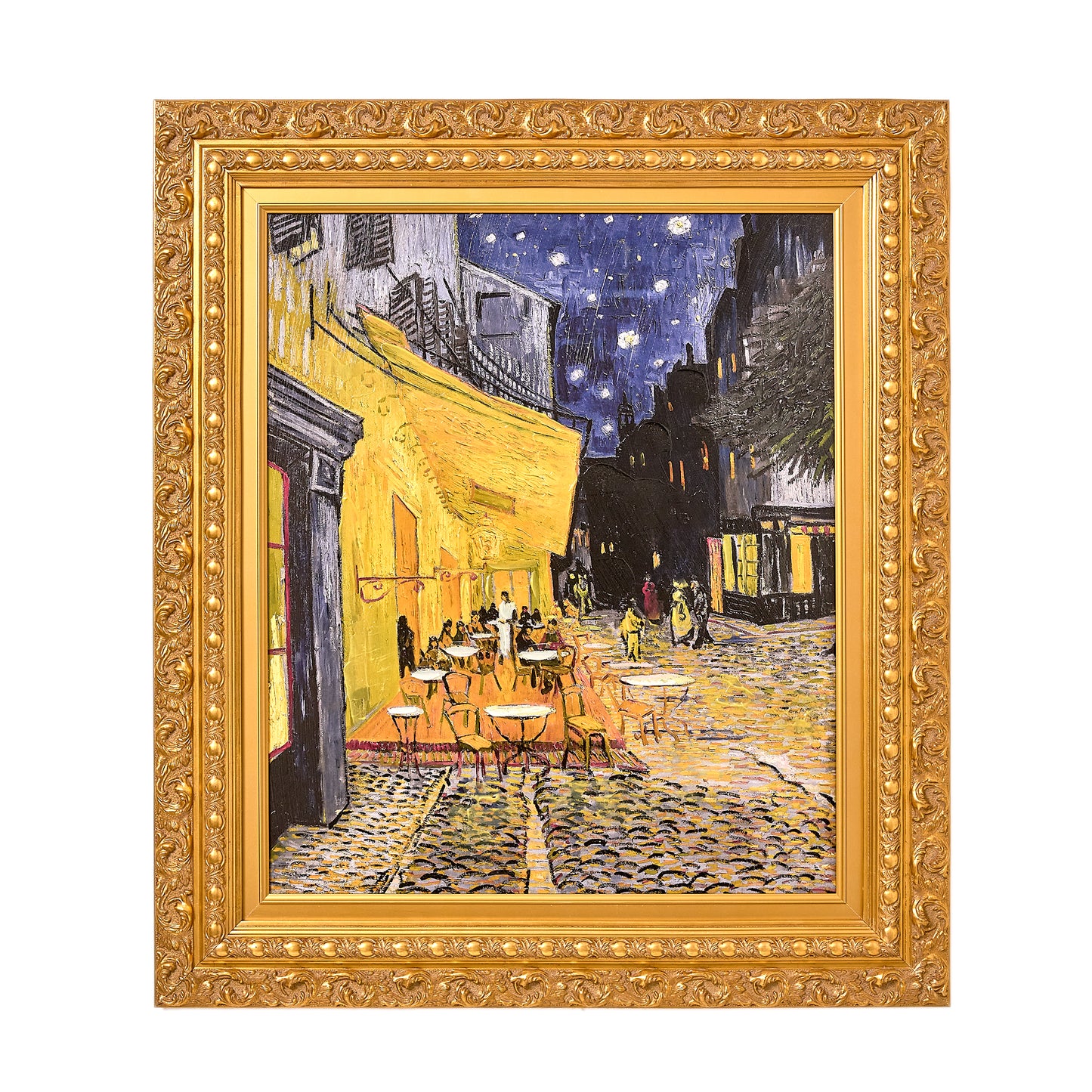 Ornate Framed Cafe Terrace at Night Canvas Print by Vincent van Gogh 28" x 31.75"