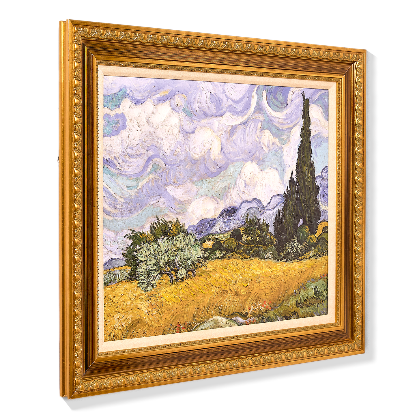 Ornate Framed Wheat Field with Cypresses Canvas Print by Vincent van Gogh