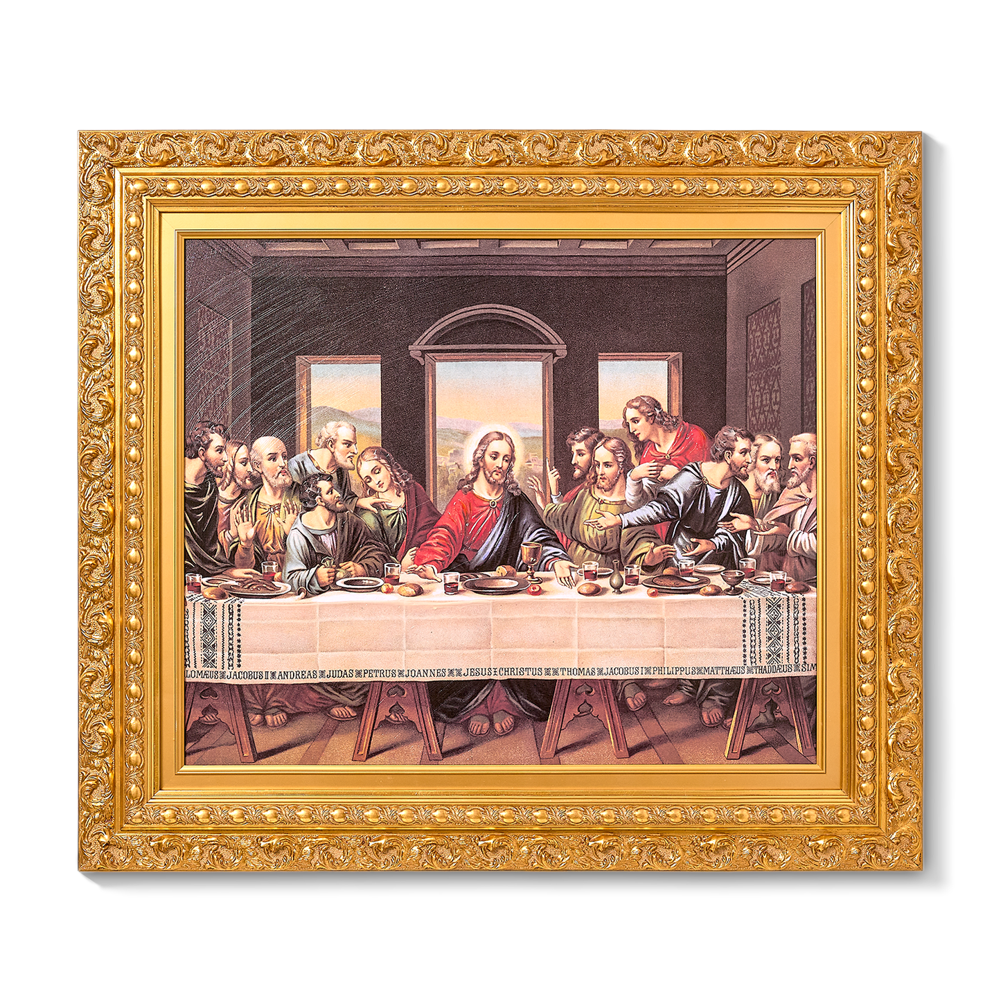 Ornate Framed The Last Supper Canvas Print by Leonardo da Vinci 31.5" x 27.62"