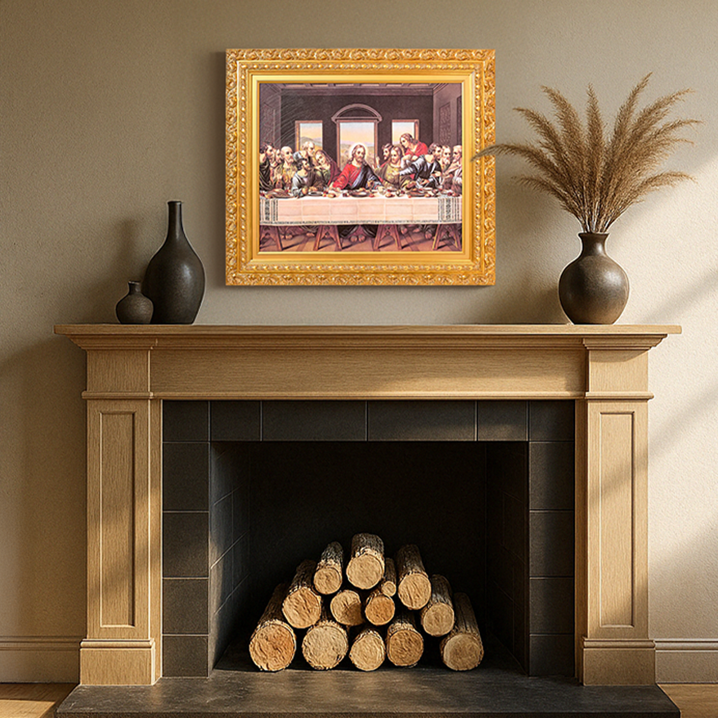 Ornate Framed The Last Supper Canvas Print by Leonardo da Vinci 31.5" x 27.62"