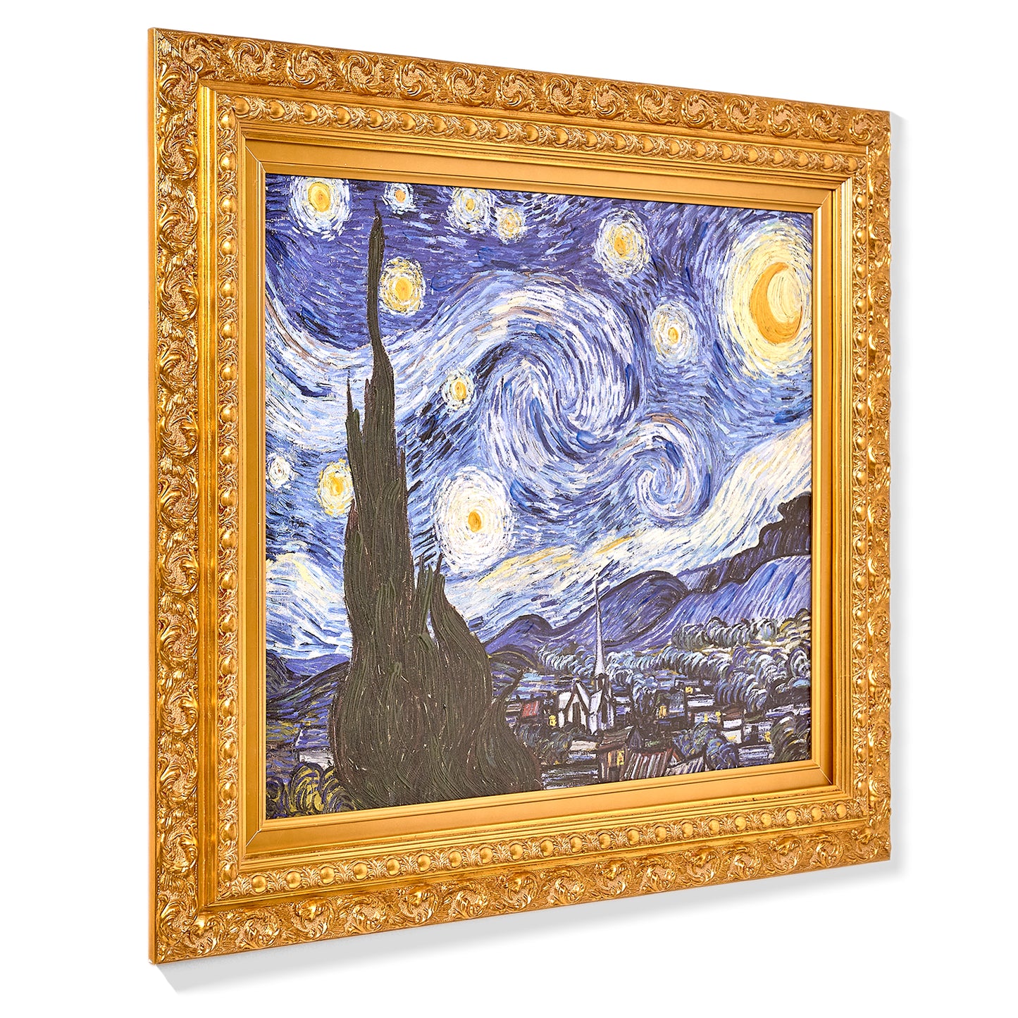 Ornate Framed Starry Night Canvas Print by Vincent van Gogh 27.75" x 31.5"