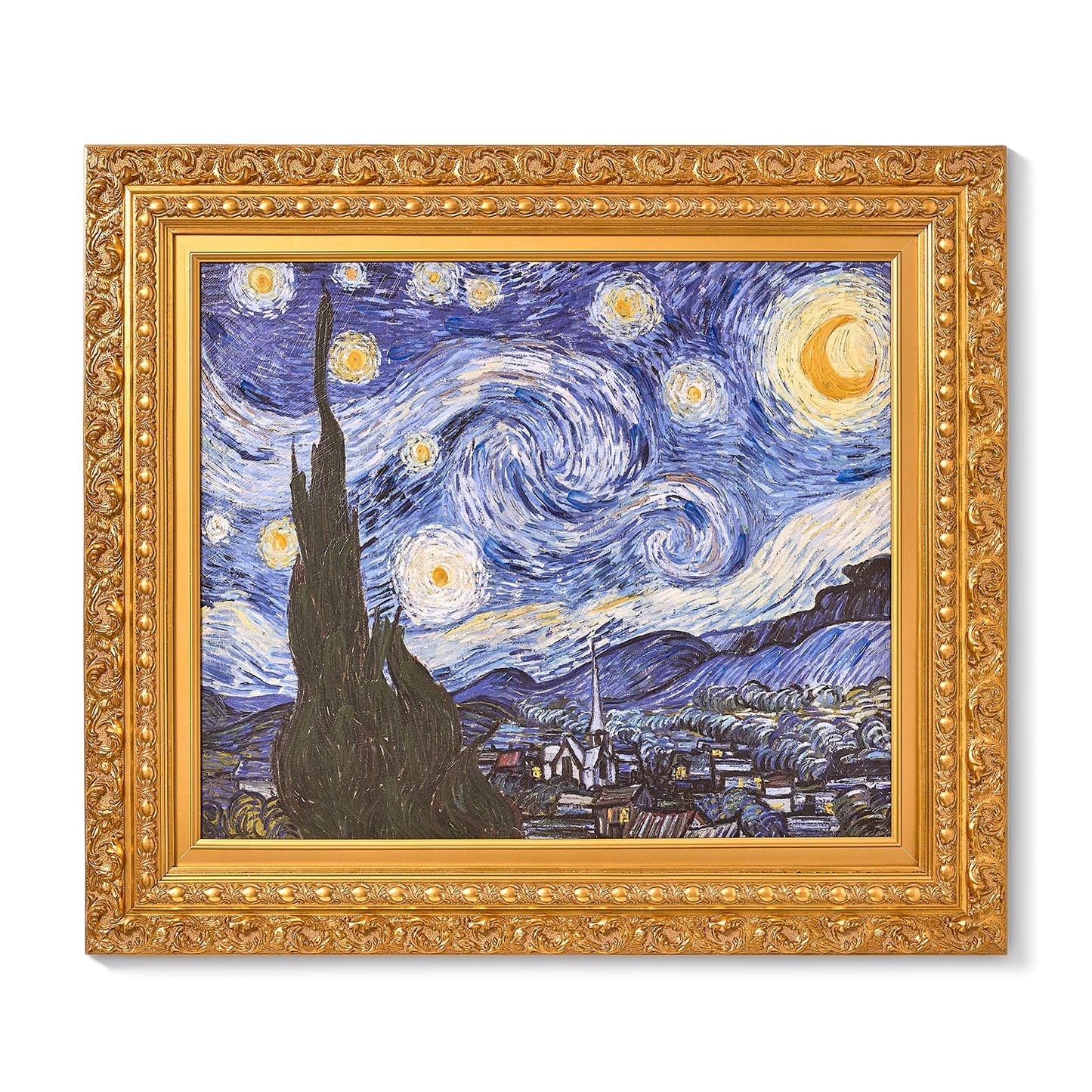 Ornate Framed Starry Night Canvas Print by Vincent van Gogh 27.75" x 31.5"