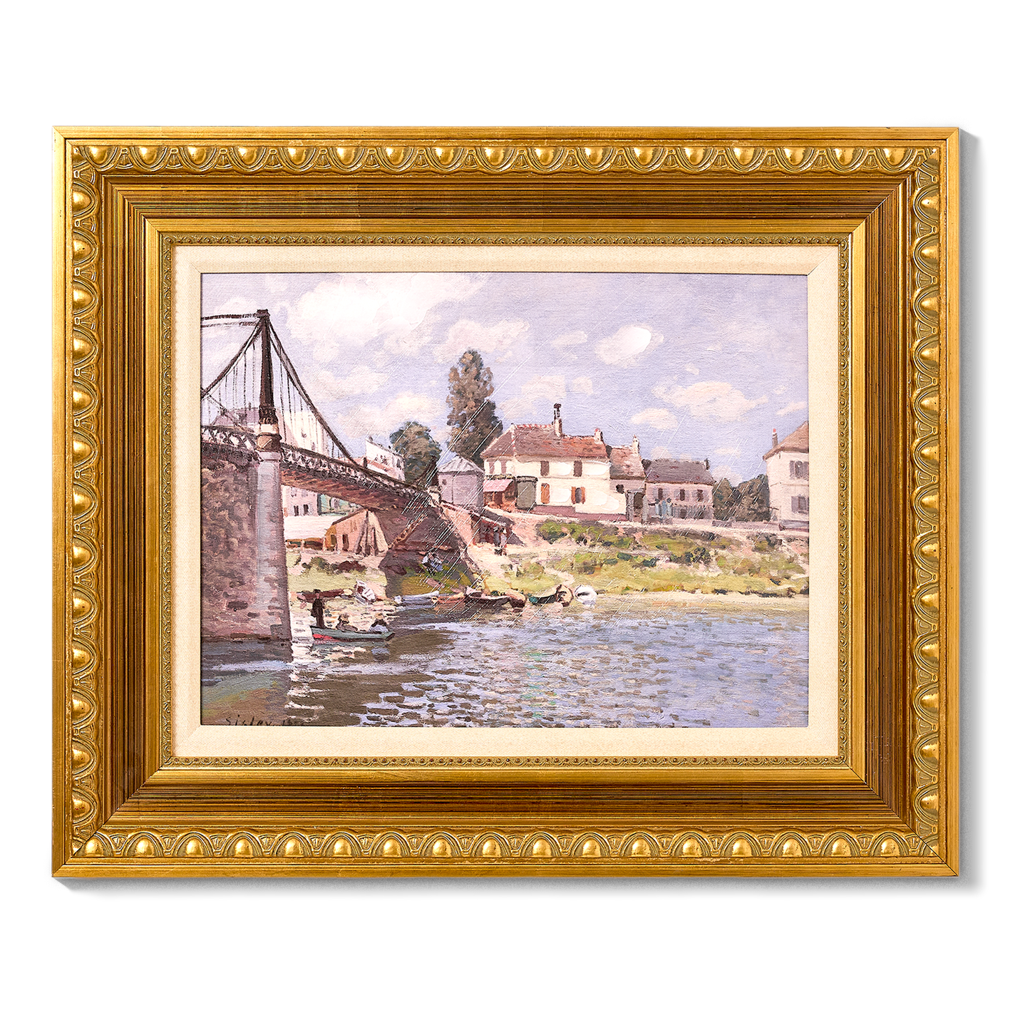 Ornate Framed The Bridge at Villeneuve Canvas Print by Alfred Sisley 22.75" x 18.75"