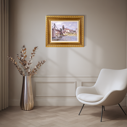 Ornate Framed The Bridge at Villeneuve Canvas Print by Alfred Sisley 22.75" x 18.75"