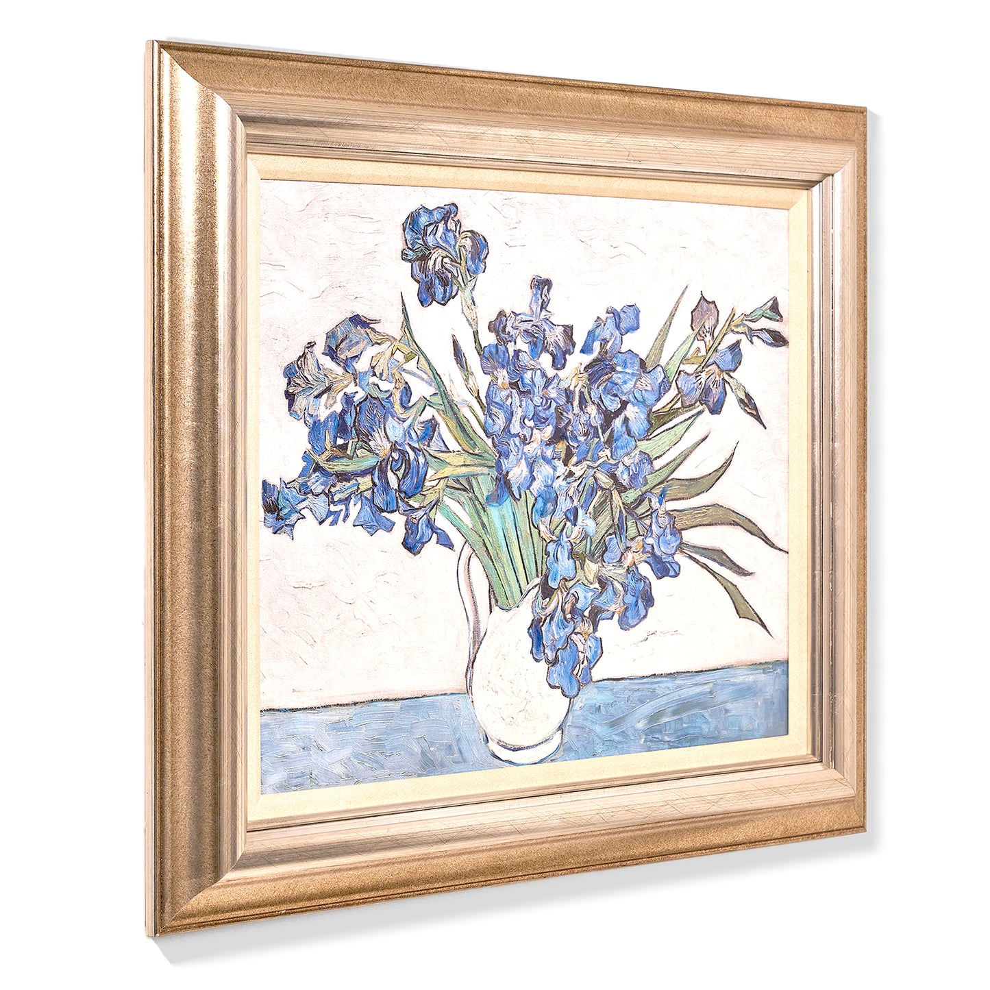 Ornate Framed Blue Irises Canvas Print by Vincent van Gogh 31.5" x 27.5"