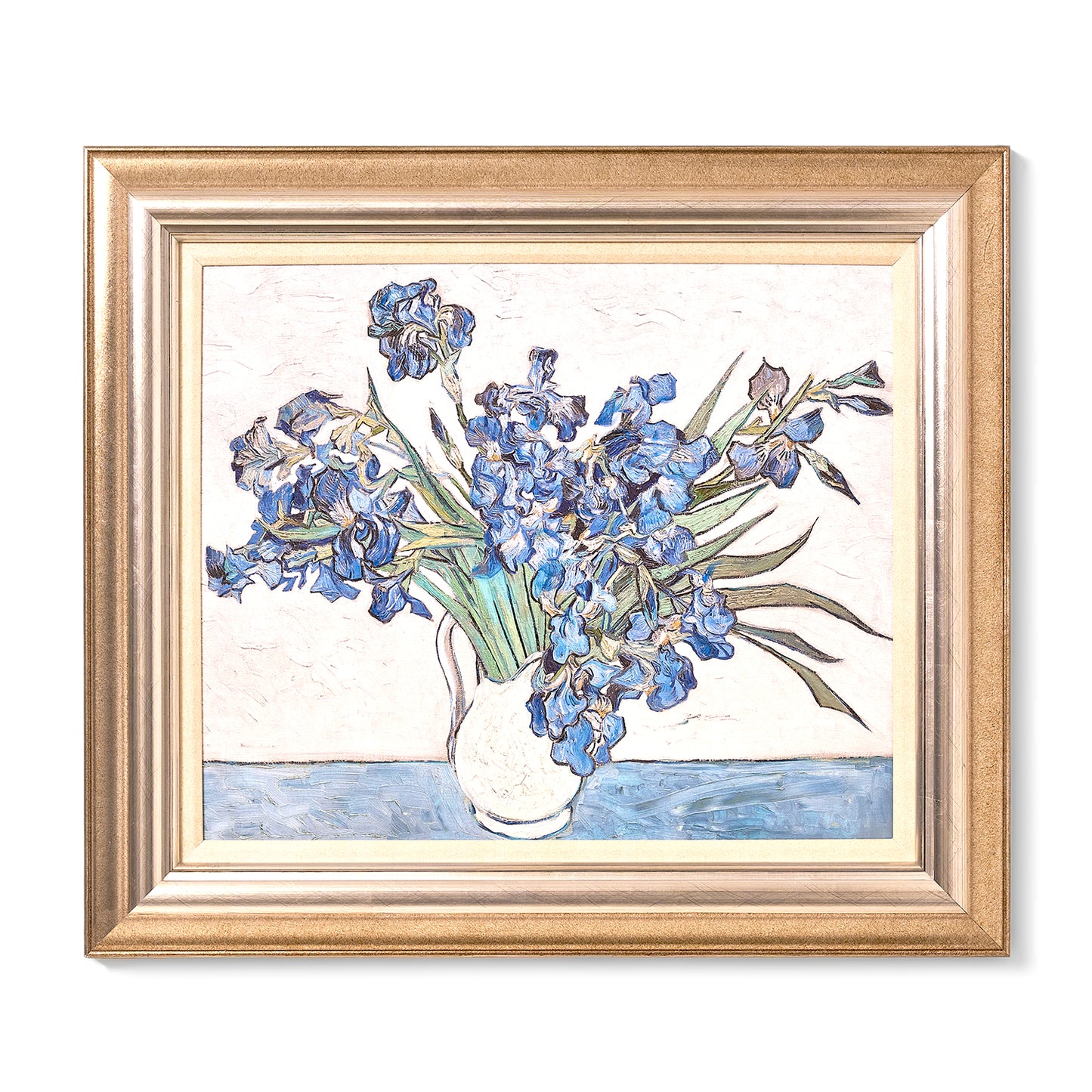 Ornate Framed Blue Irises Canvas Print by Vincent van Gogh 31.5" x 27.5"
