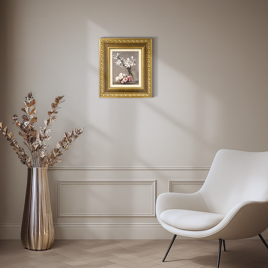 Ornate Framed Roses and Liles Canvas Print by Henri Fantin-Latour 14.75" x 16.75"