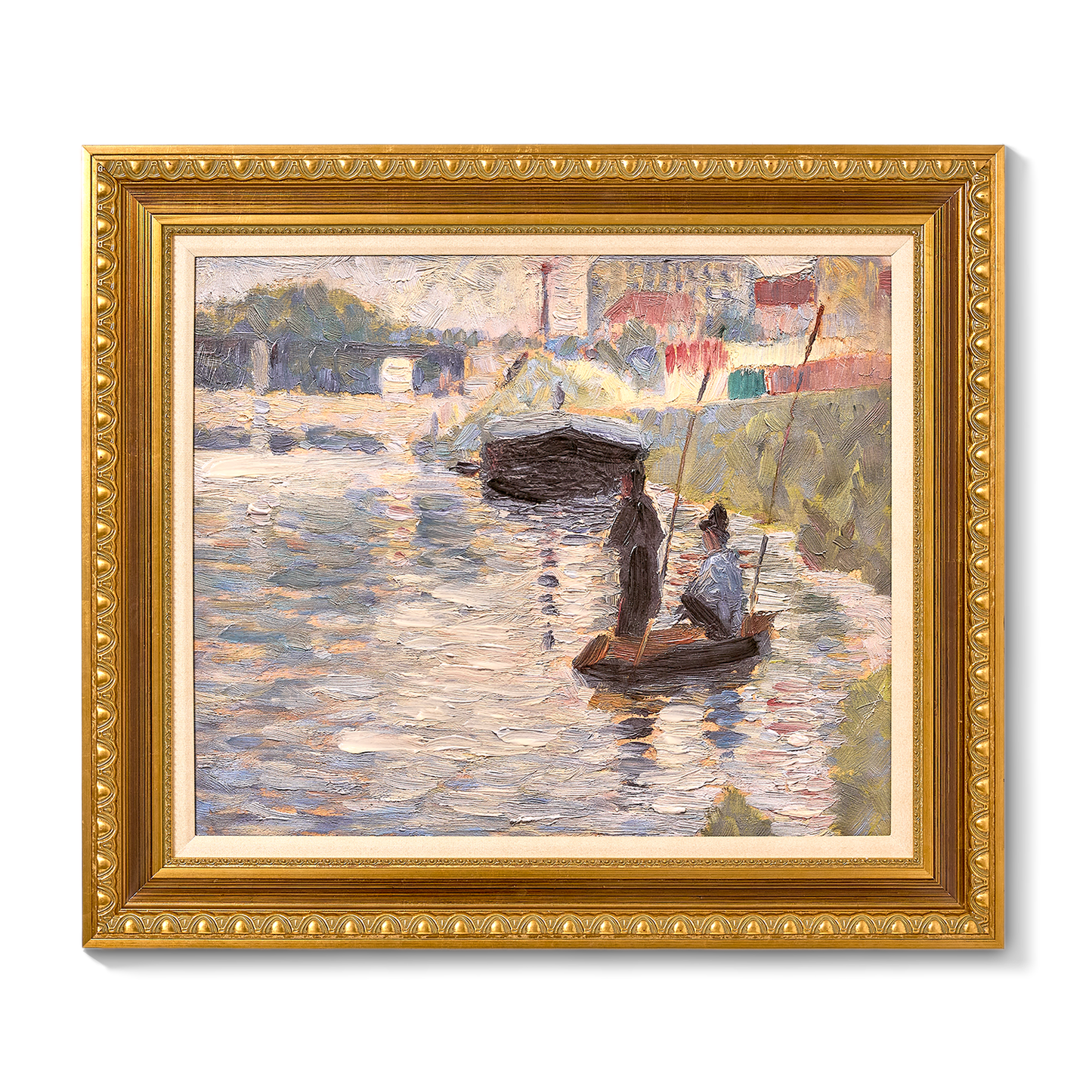 Ornate Framed View of the Siene Canvas Print by Georges Seurat 30.75" x 26.75"