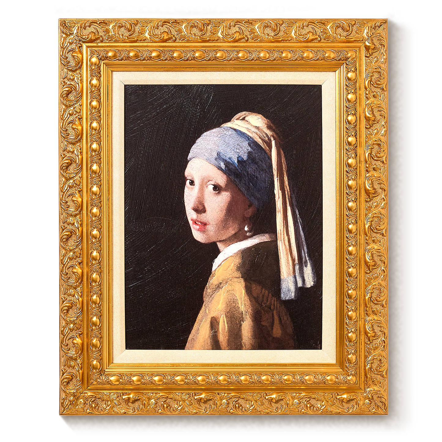 Ornate Framed Girl with a Pearl Earring Canvas Print by Johannes Vermeer 19.25" x 23.25"