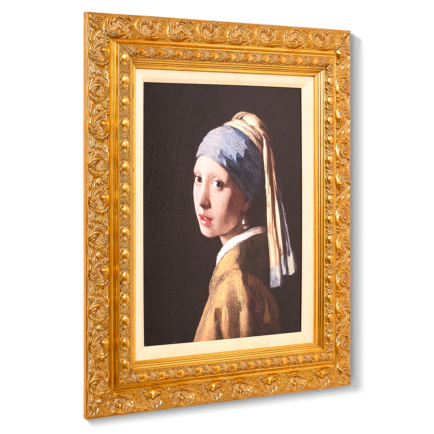 Ornate Framed Girl with a Pearl Earring Canvas Print by Johannes Vermeer 19.25" x 23.25"