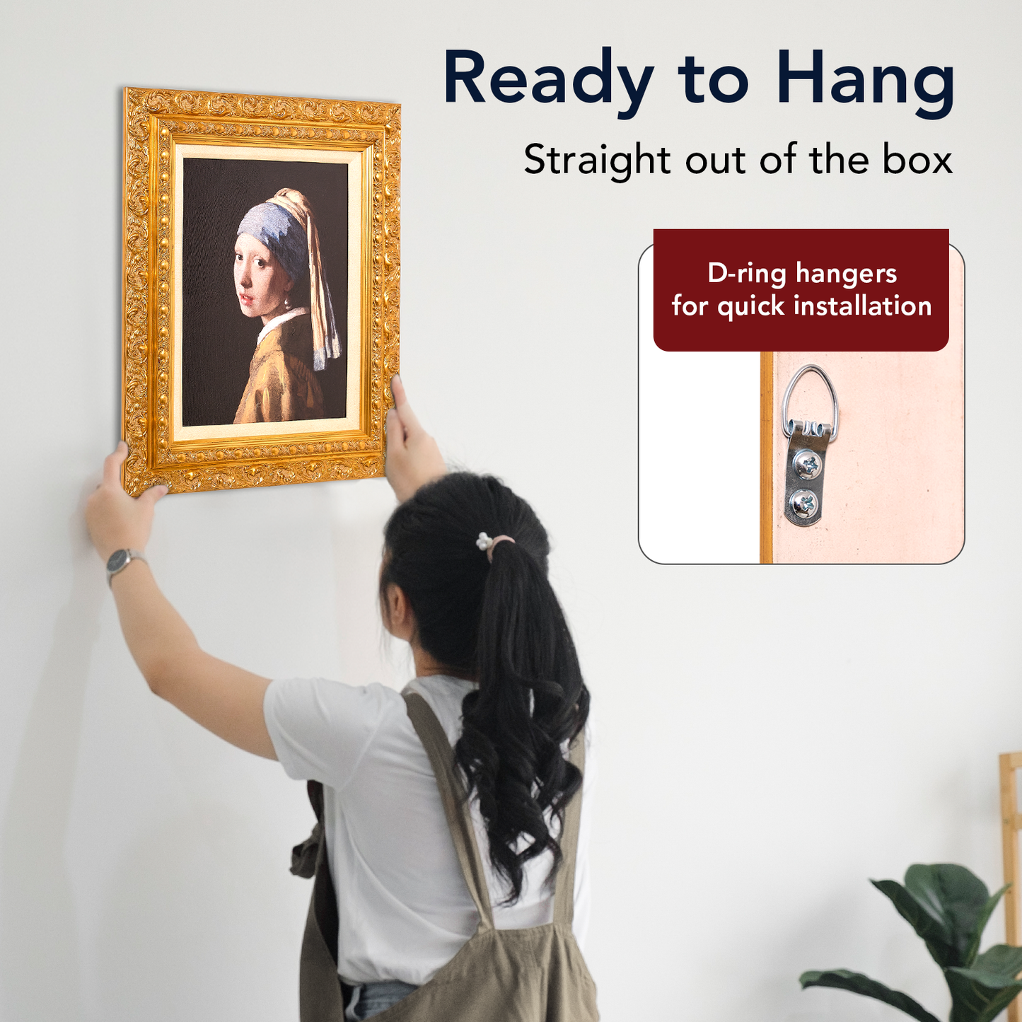 Ornate Framed Girl with a Pearl Earring Canvas Print by Johannes Vermeer 19.25" x 23.25"