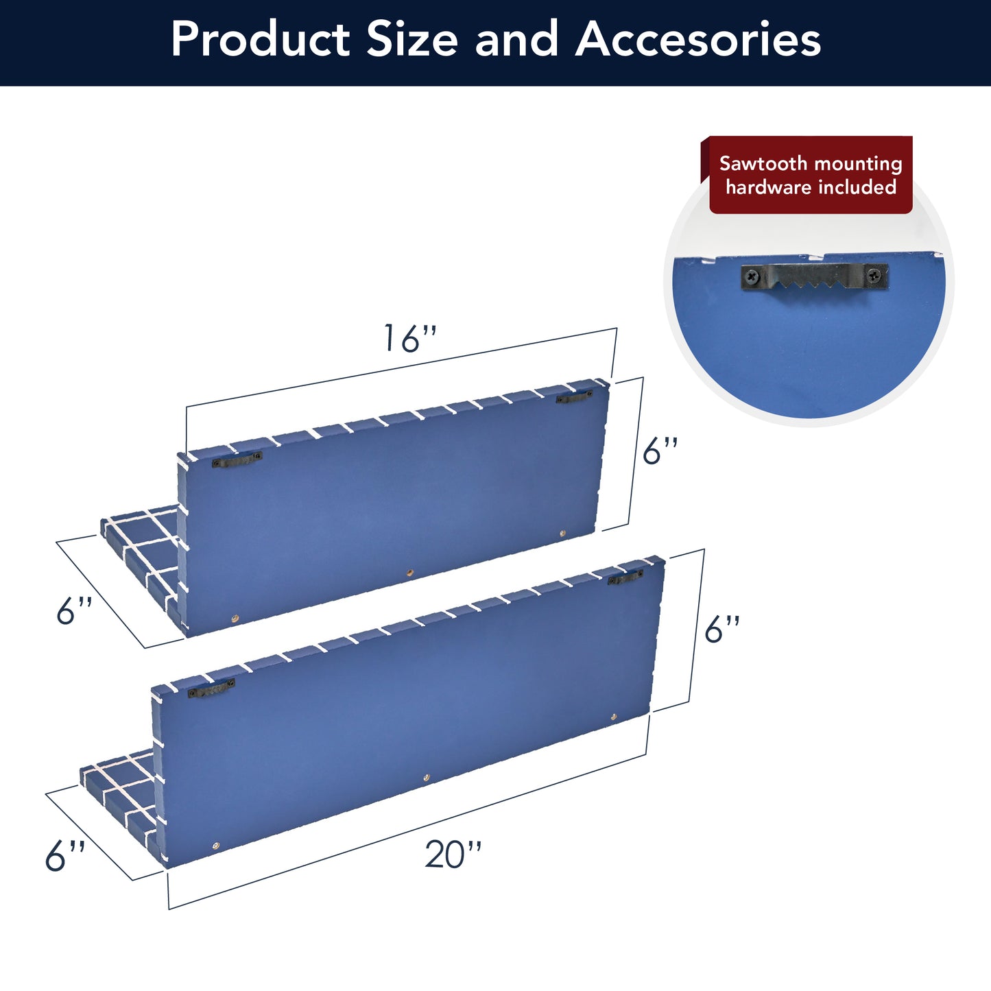 2pc Stylish Retro Wavey Tile Floating Shelves for Wall & Storage - Blue